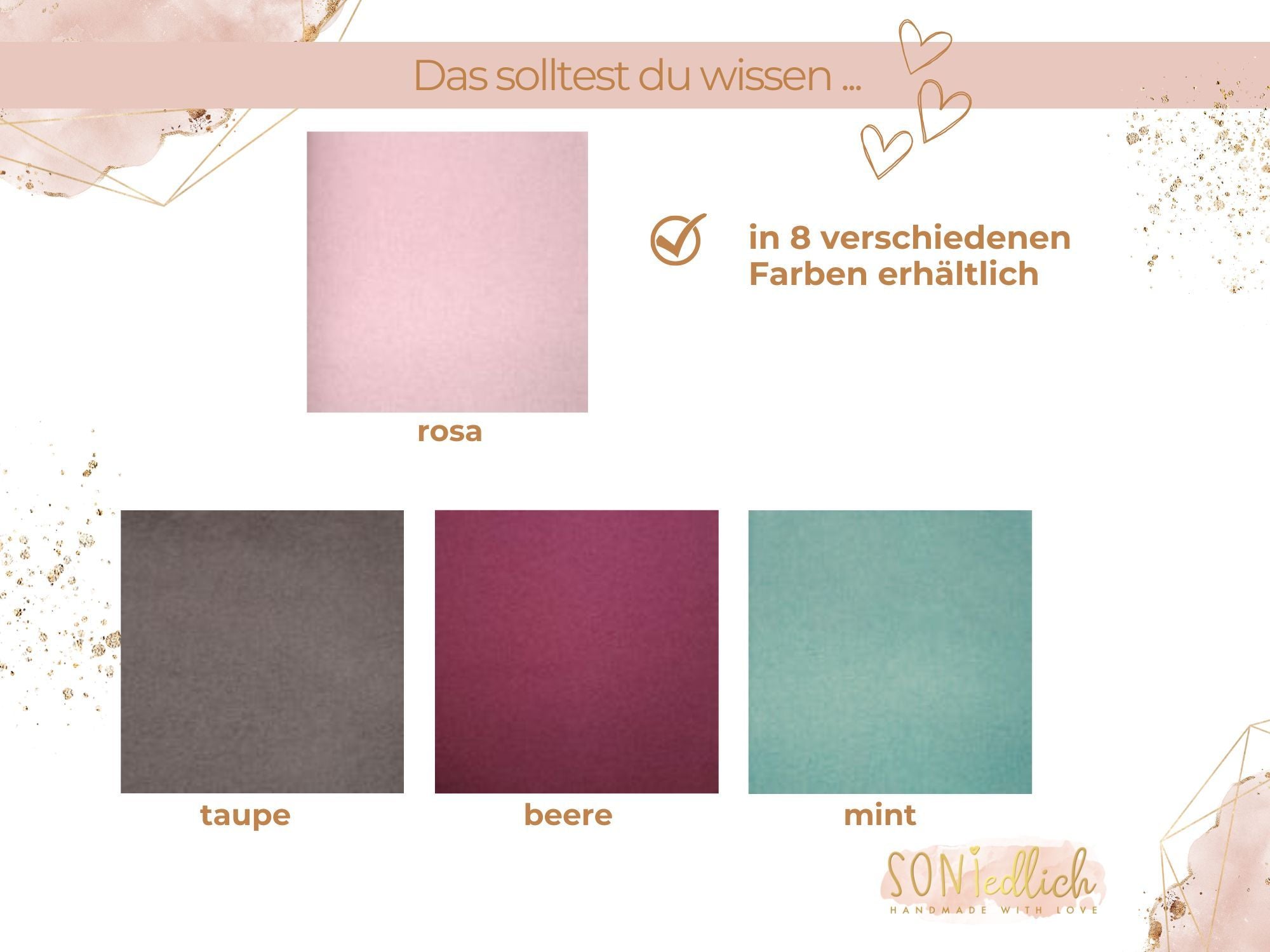 Babyschuhe aus Wollwalk, kuschelig und warm für zarte Babyfüßchen. Hier Darstellung der Farben rosa, taupe, beere und mint.