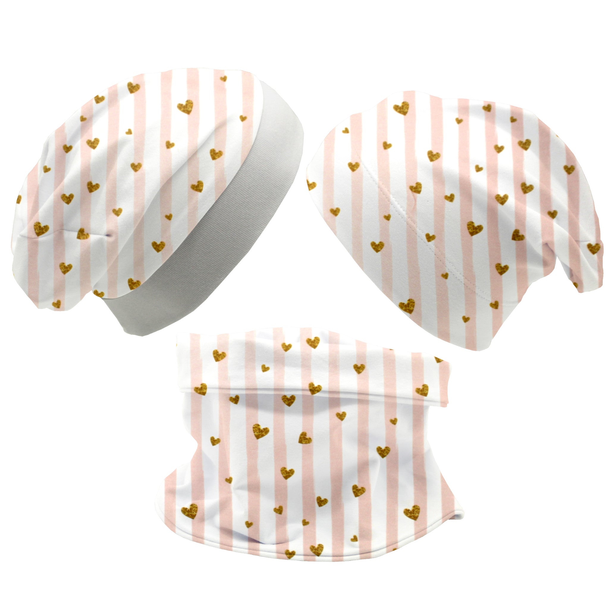 Beanie und Loop Set für Babys und Kinder "Glitzerherzen"