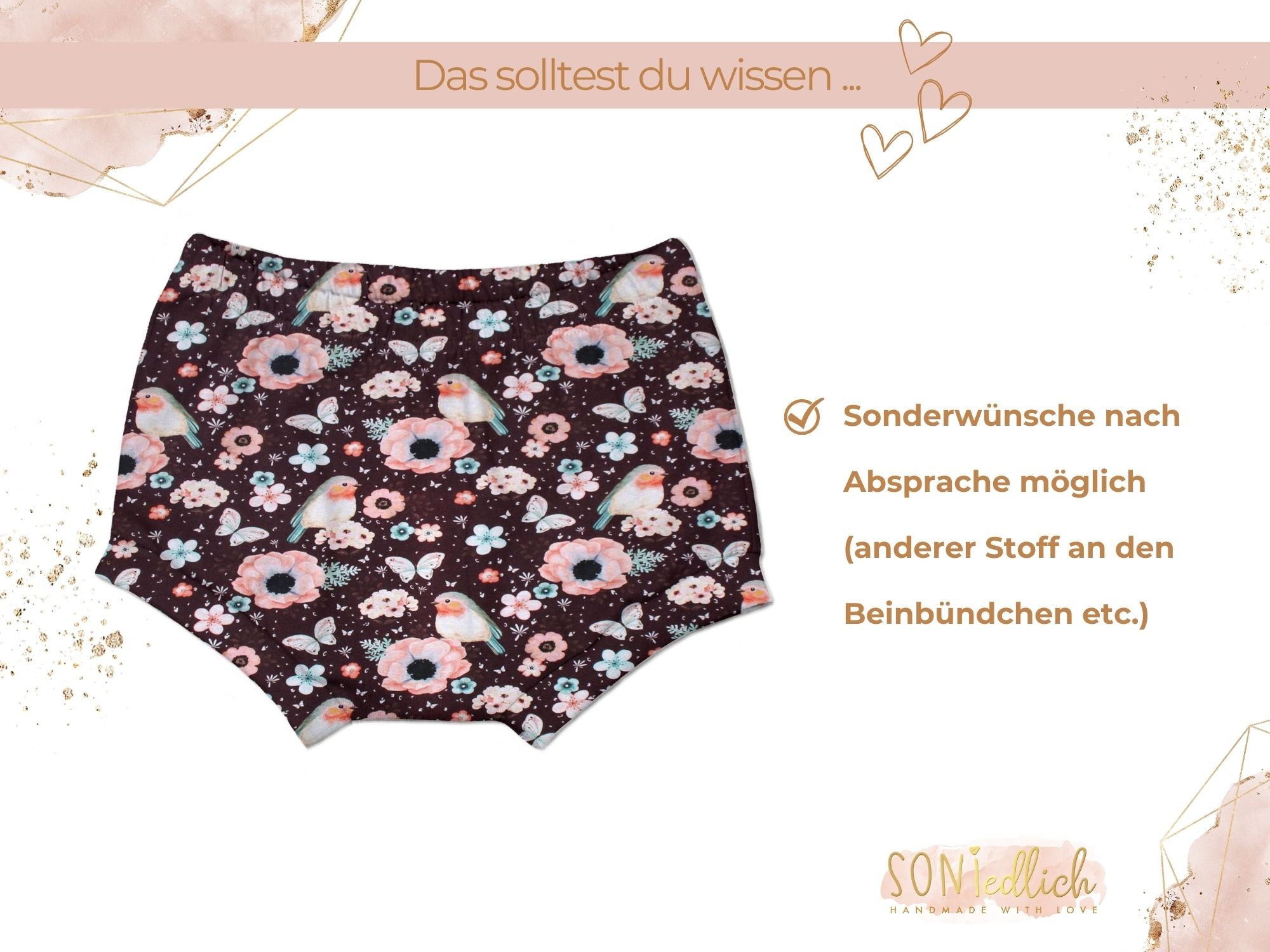 Bummie für Babys und Kinder „little birds, cherry“ Sonderwünsche