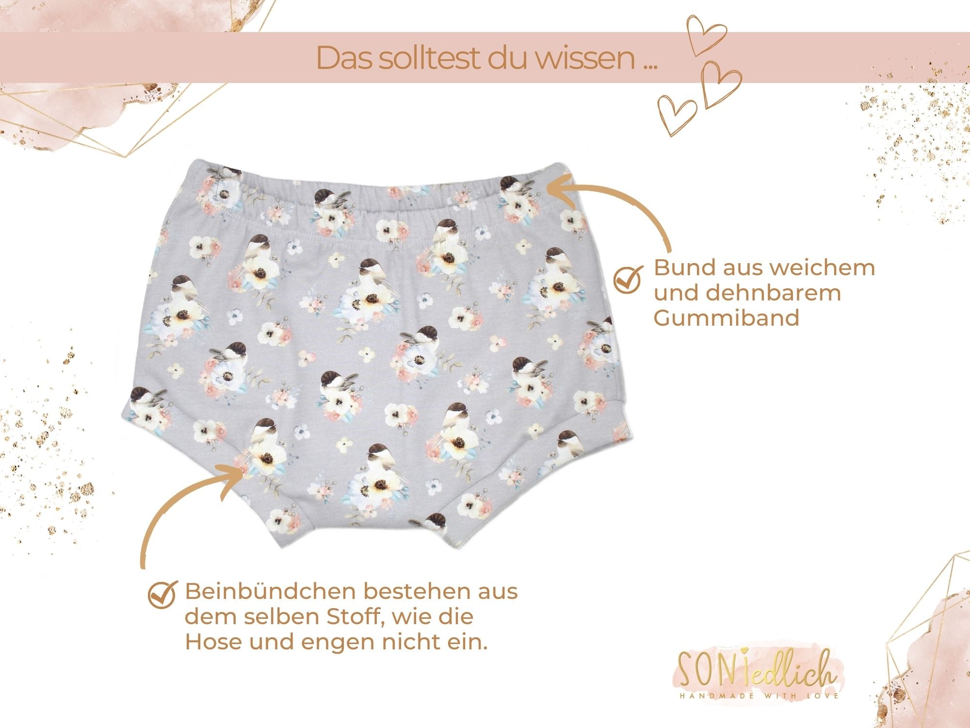 Bummie für Babys und Kinder „little birds, grau“ Details