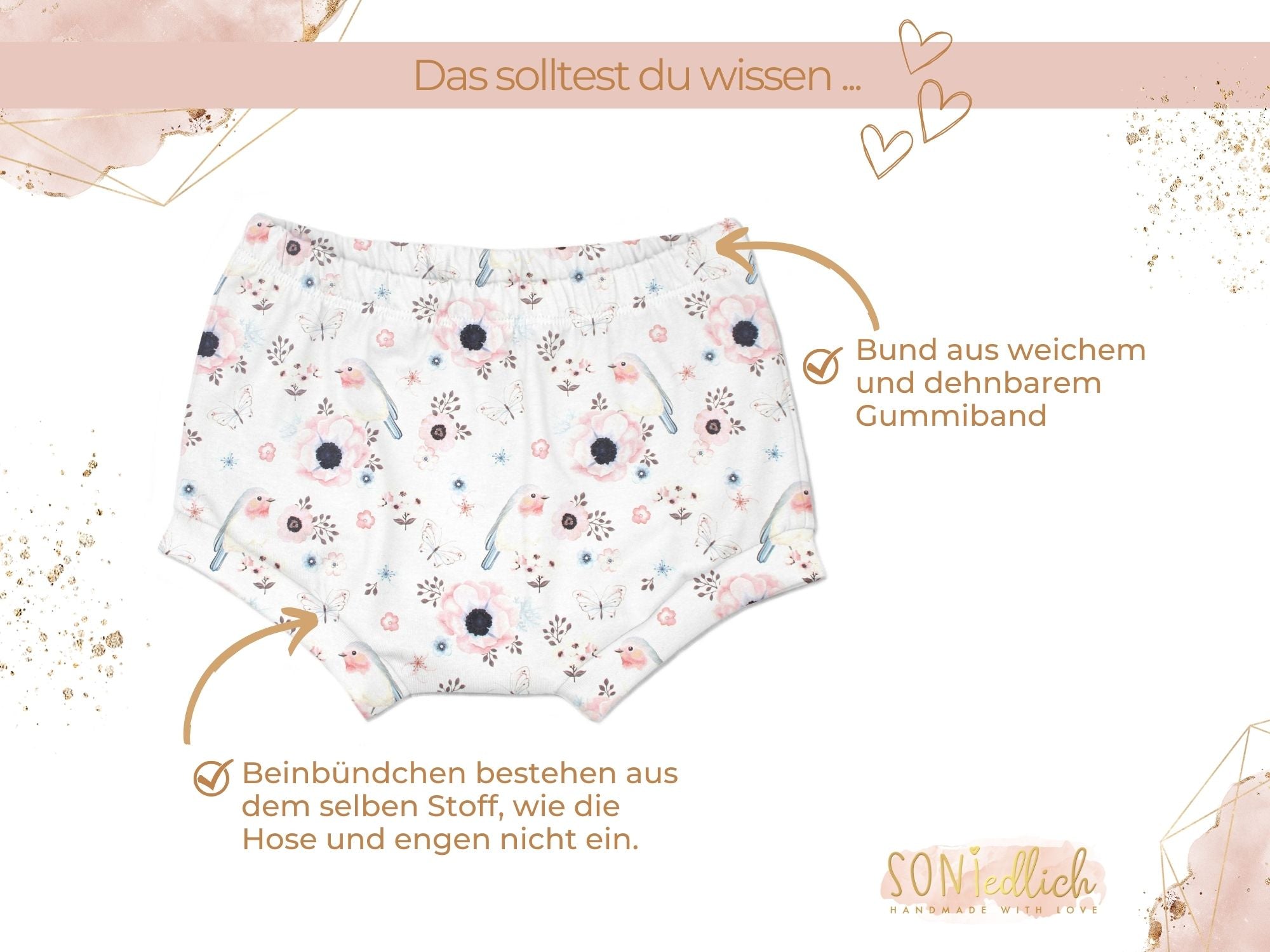 Bummie für Babys und Kinder „little birds, weiß“ Details