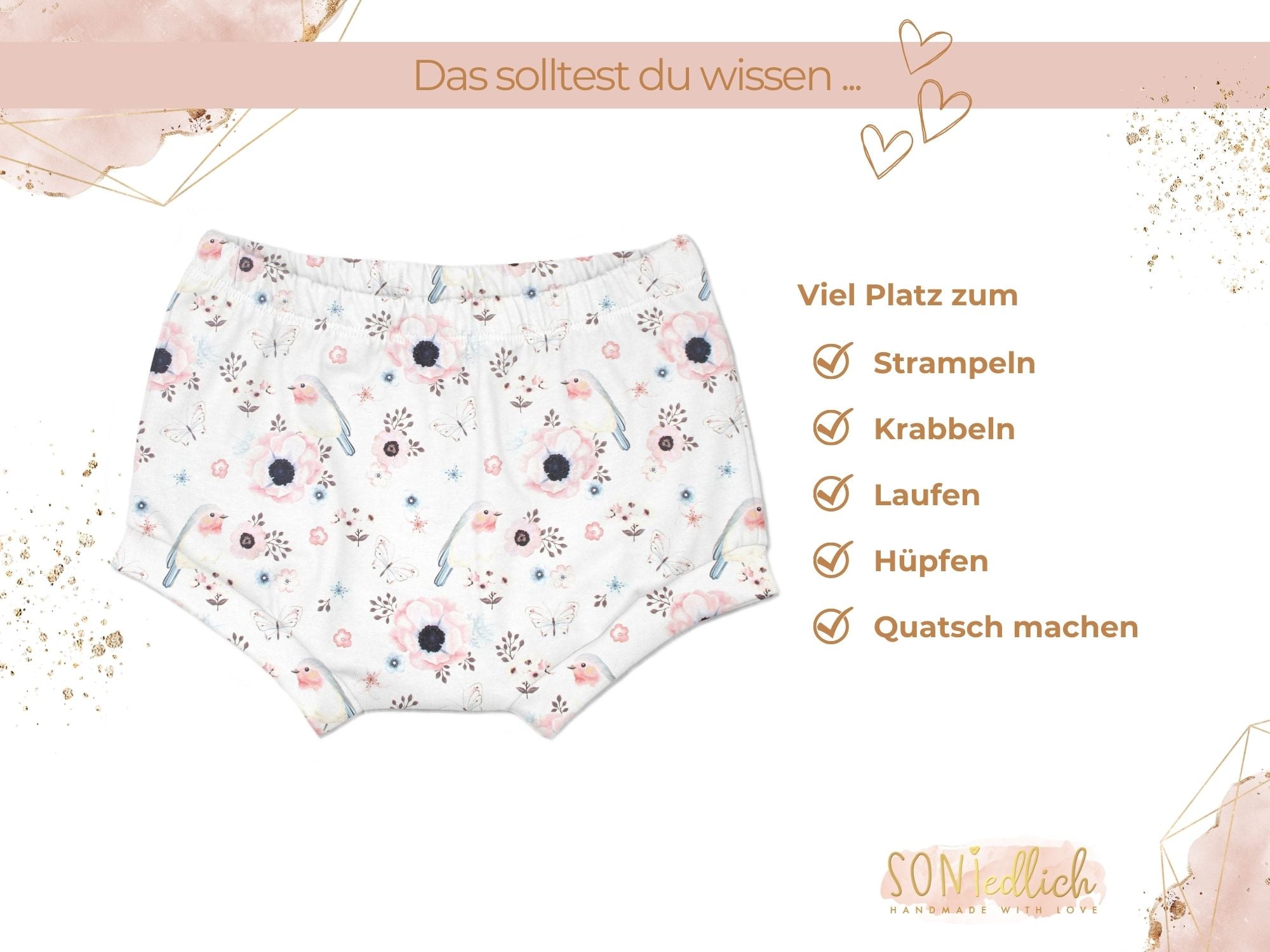 Bummie für Babys und Kinder „little birds, weiß“ Beschreibung1