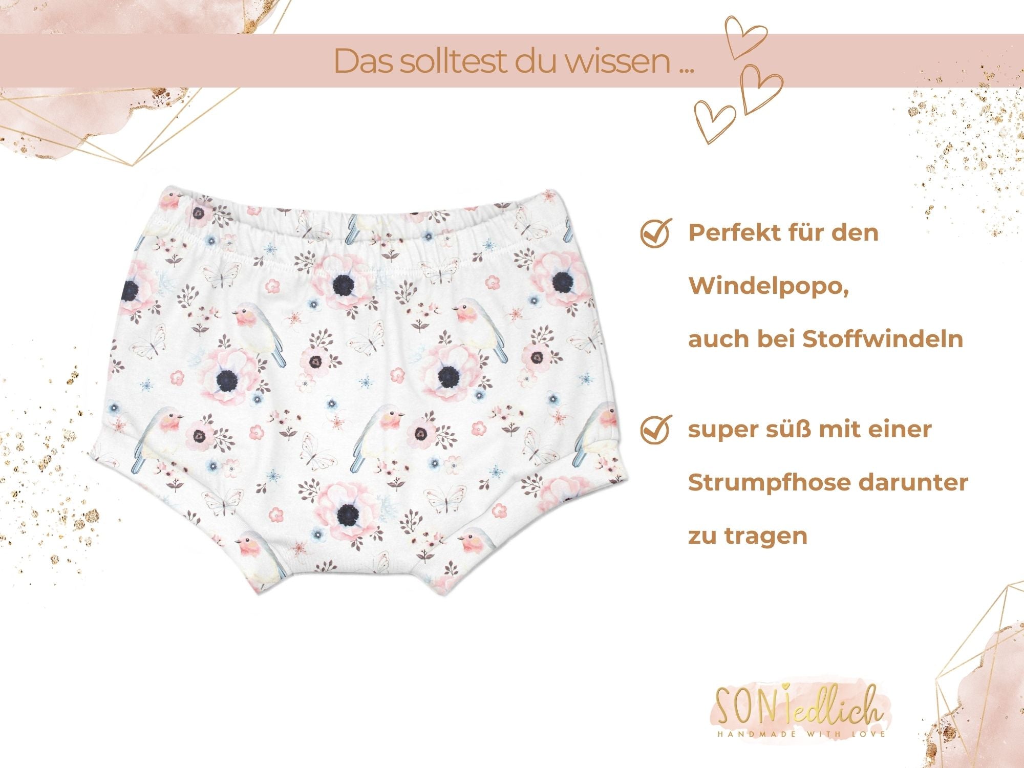 Bummie für Babys und Kinder „little birds, weiß“ Beschreibung2