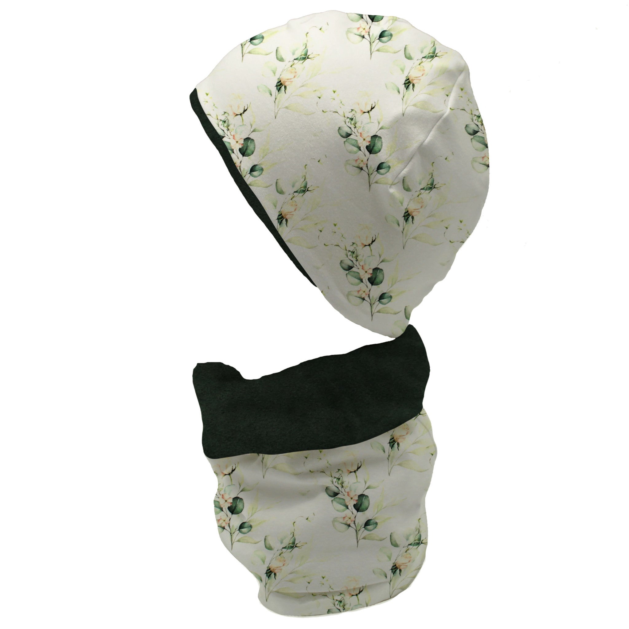 Gefüttertes Mützen und Loop Set für Babys und Kinder "Eukalyptus"