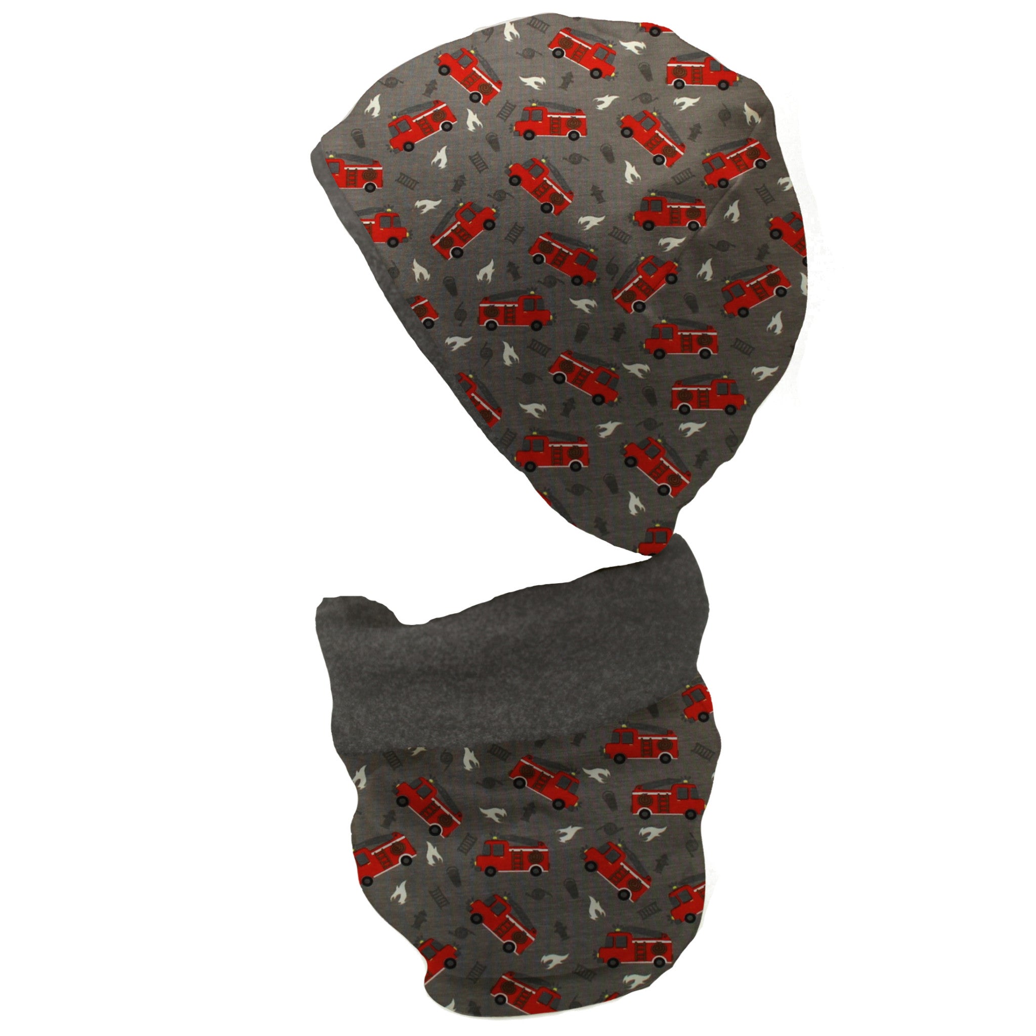 Gefüttertes Mützen und Loop Set für Babys und Kinder "Feuerwehr dunkelgrau"