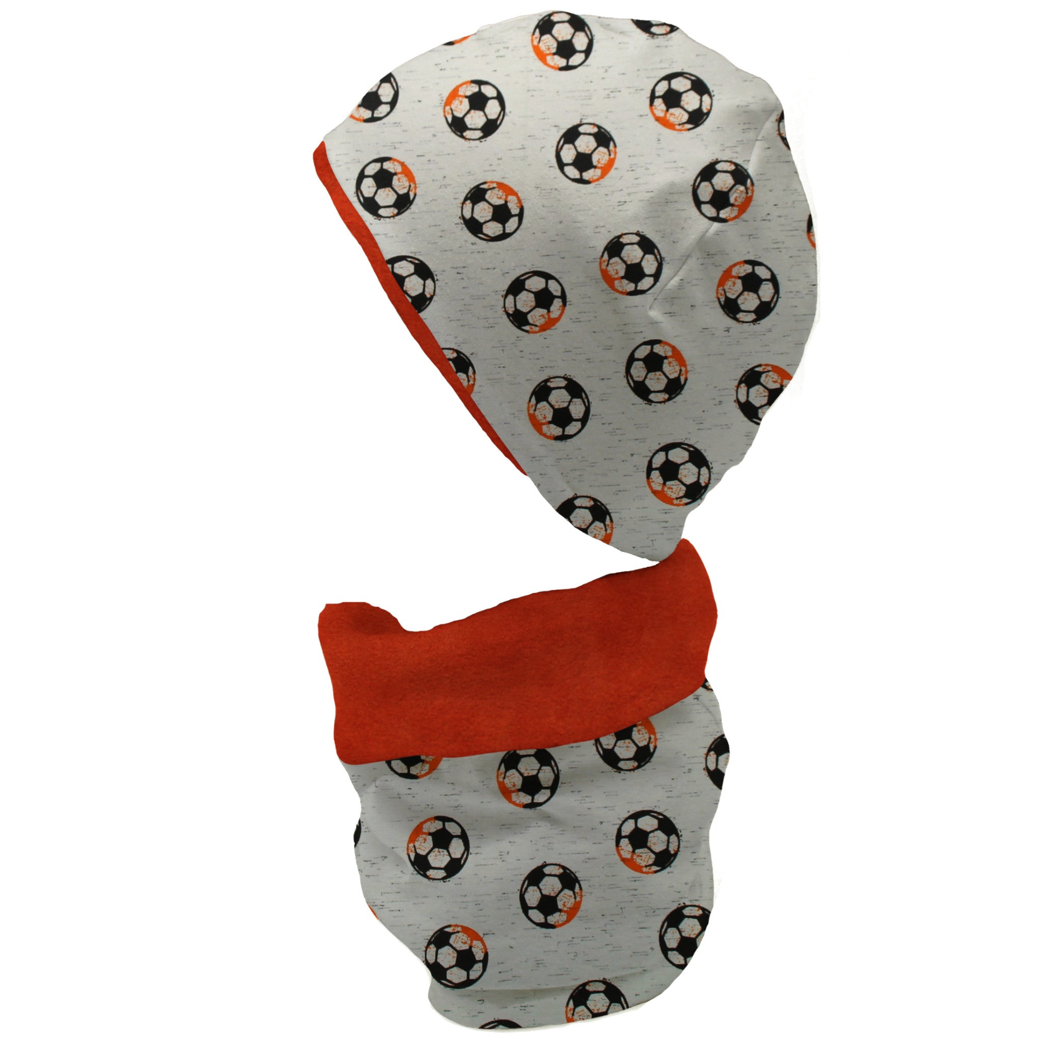 Gefüttertes Mützen und Loop Set für Babys und Kinder "Fußball"