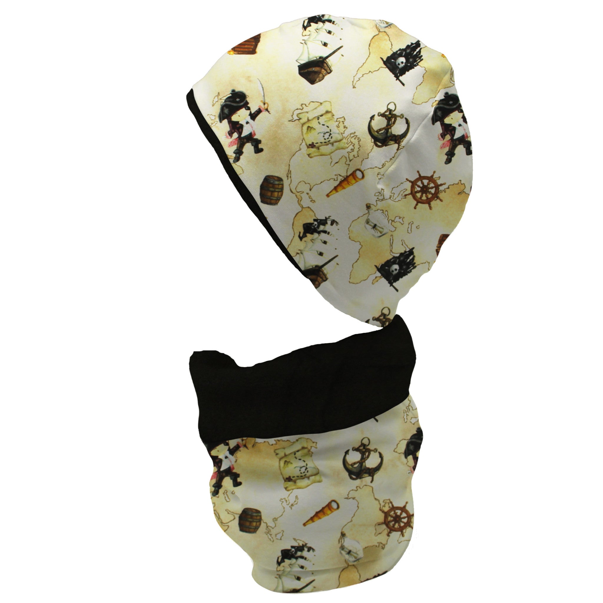 Gefüttertes Mützen und Loop Set für Babys und Kinder „Piraten auf Schatzsuche“