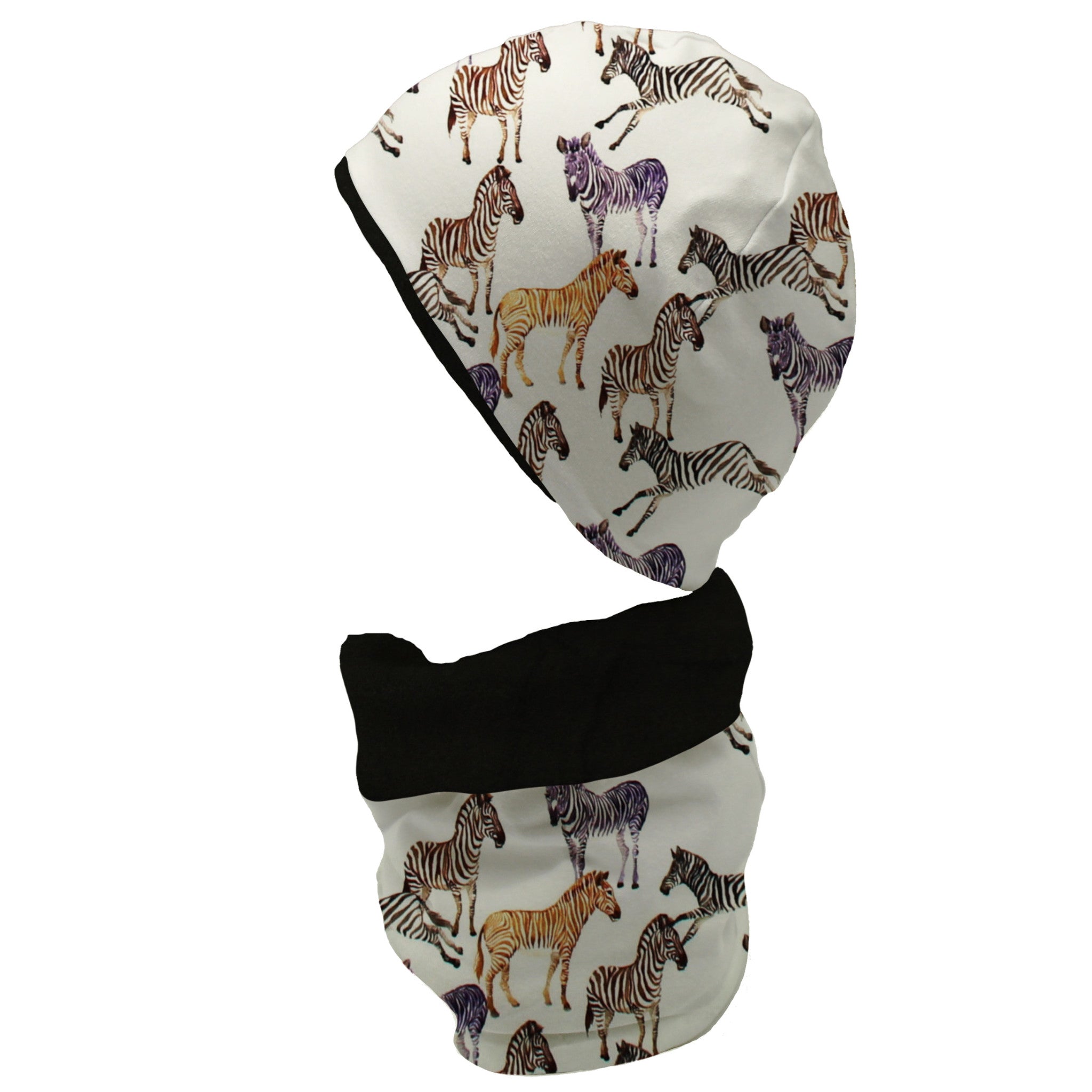 Gefüttertes Mützen und Loop Set für Babys und Kinder „Zebra"