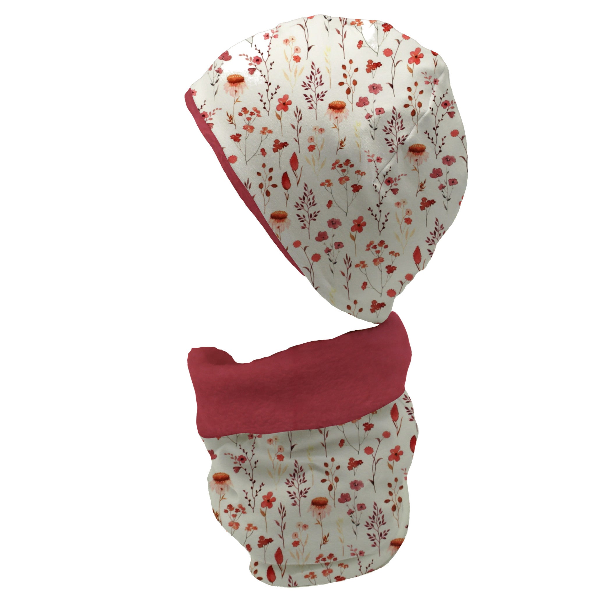 Gefüttertes Mützen und Loop Set für Babys und Kinder „sunset flowers“