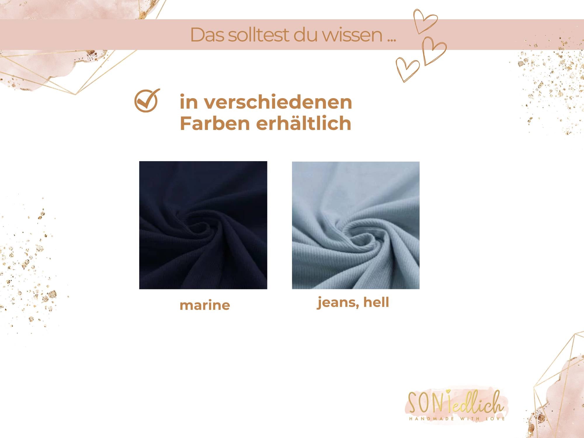 Kindermütze mit farbigem Patch aus Rib-Jersey. Übersicht der Farben marine und jeans, hell.