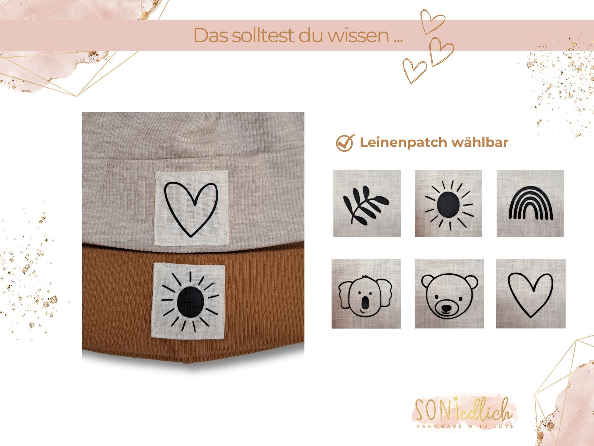 Hipster-Beanie aus Rib-Jersey, verfügbarer Leinenpatch