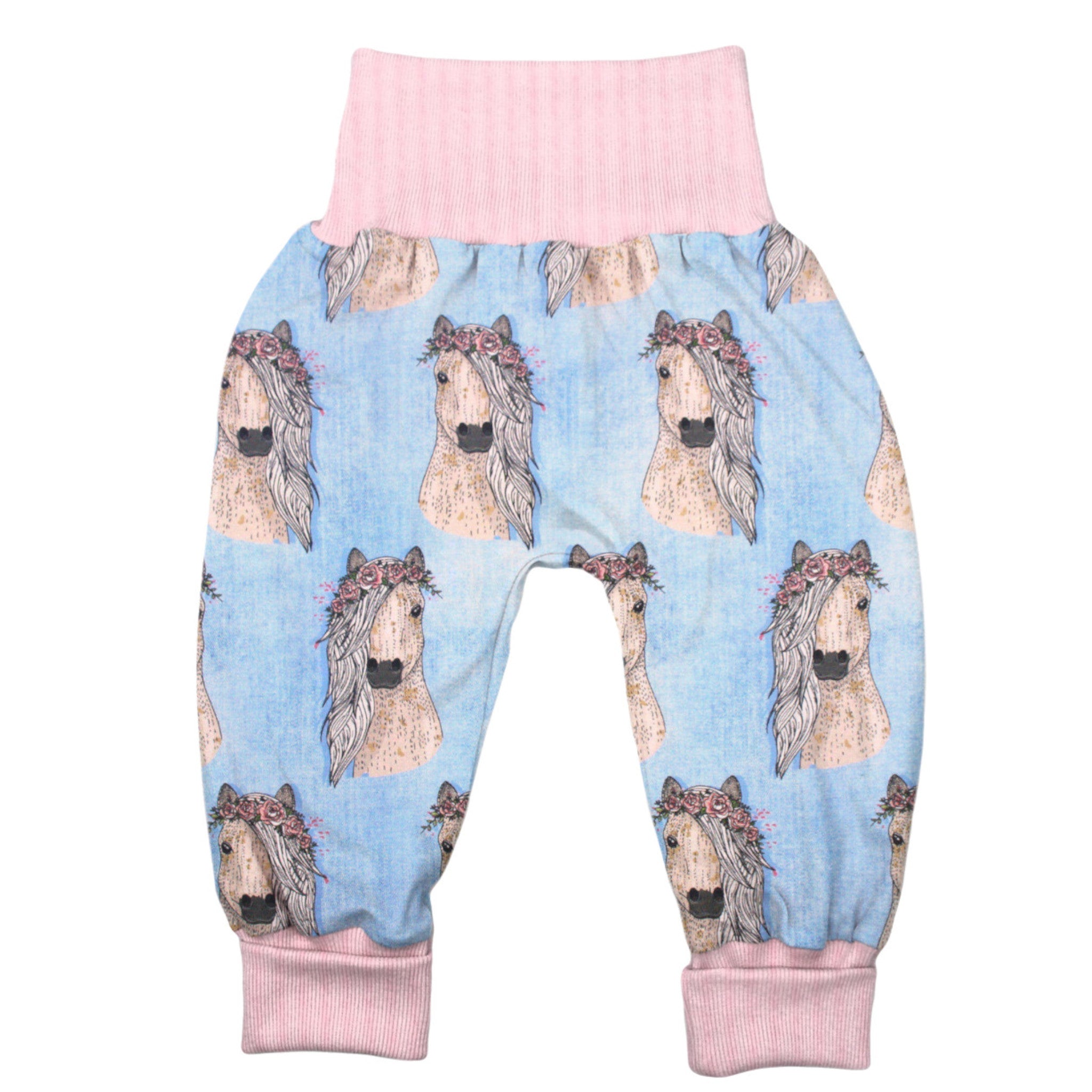 Lange Pumphose für Babys und Kinder „Pferde jeansoptik“