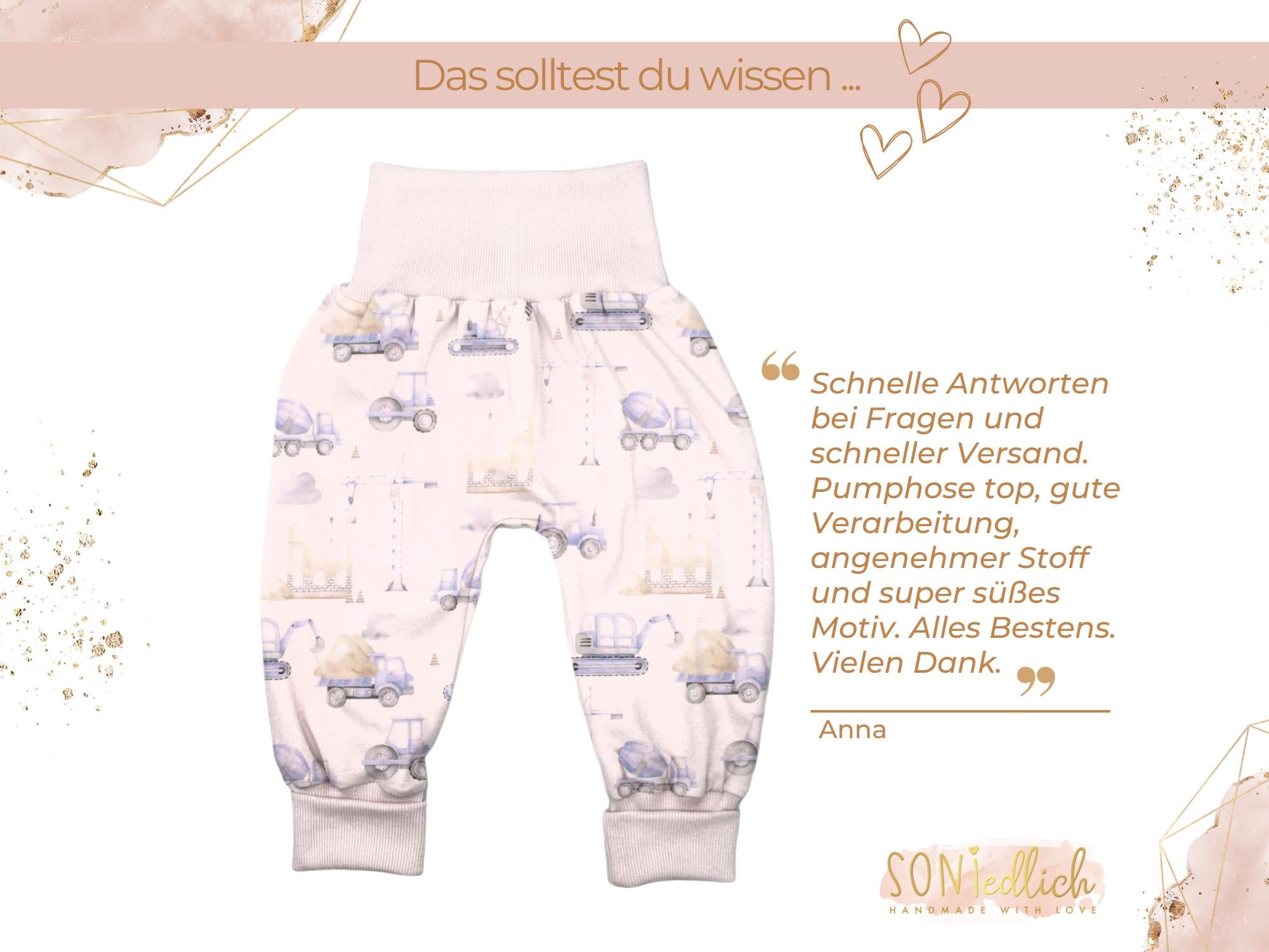 Lange Pumphose für Babys und Kinder „Baustelle pastell“ Bewertung