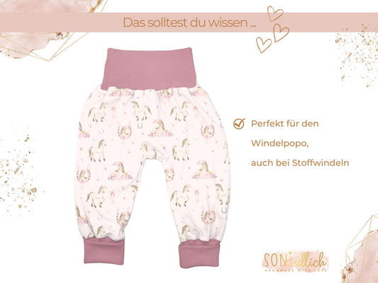 Lange Pumphose für Babys und Kinder „Boho Pferde“ Beschreibung 2