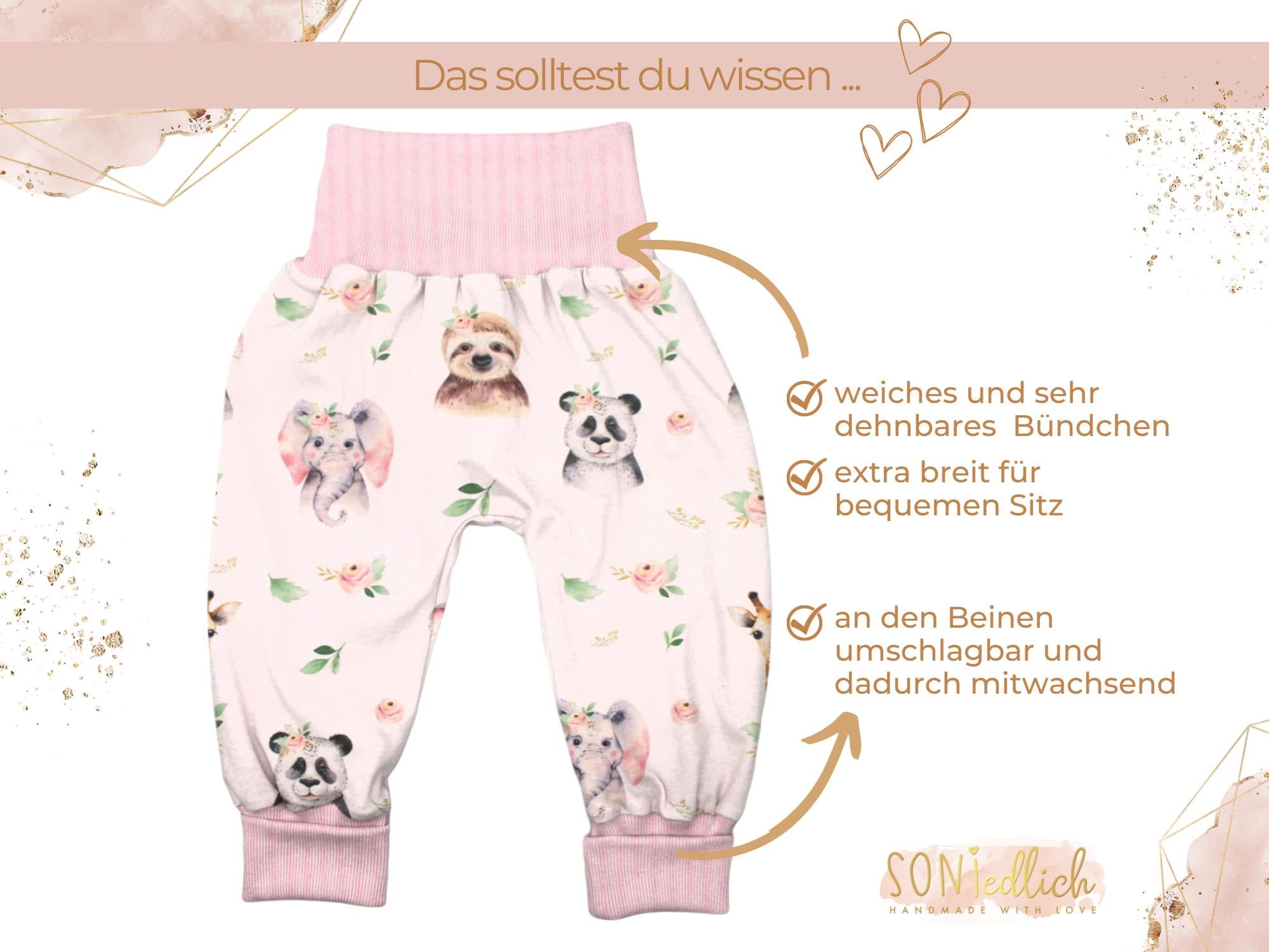 Lange Pumphose für Babys und Kinder „Boho Tiere“ Merkmale
