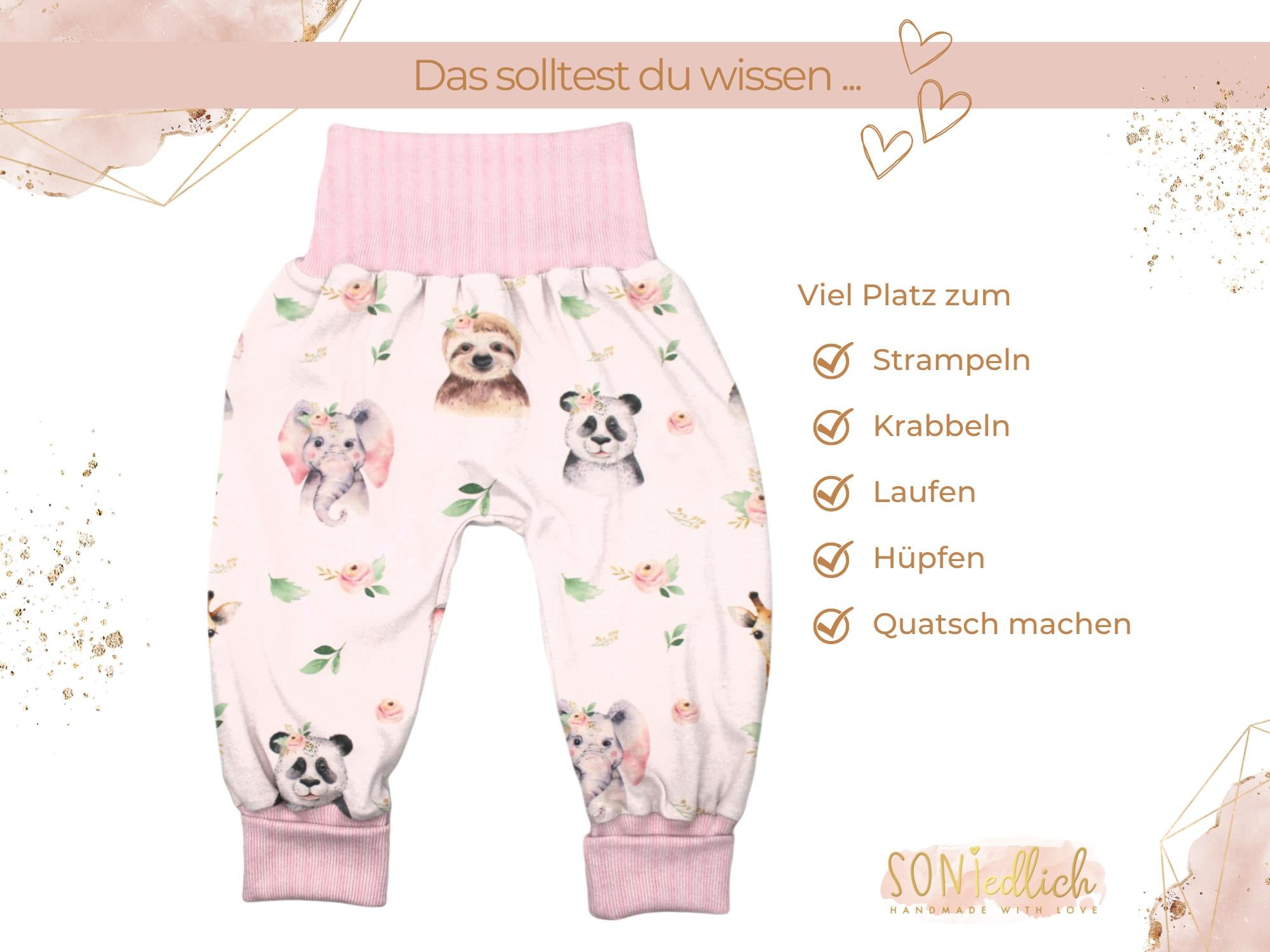 Lange Pumphose für Babys und Kinder „Boho Tiere“ Beschreibung 1