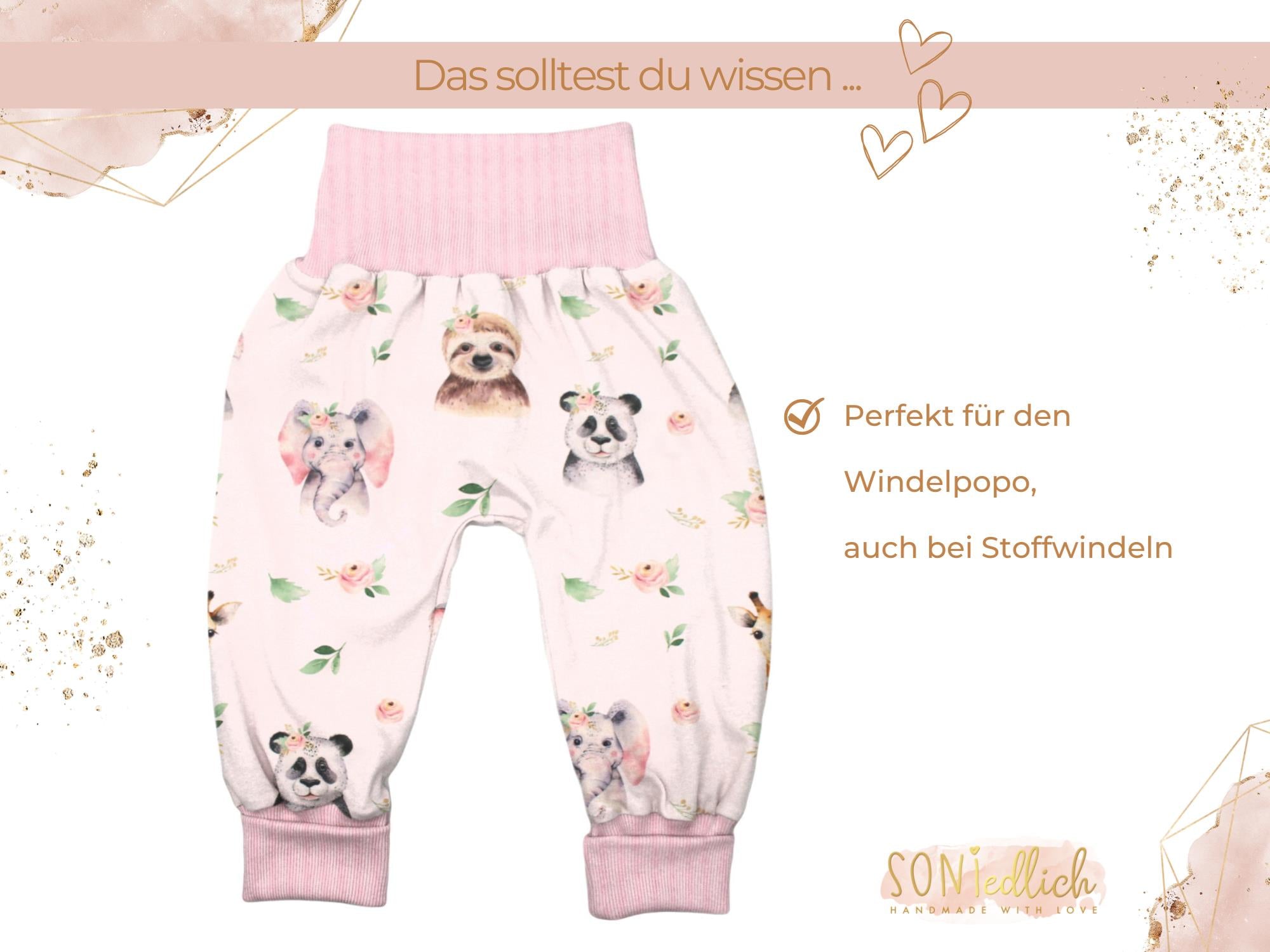 Lange Pumphose für Babys und Kinder „Boho Tiere“ Beschreibung 2