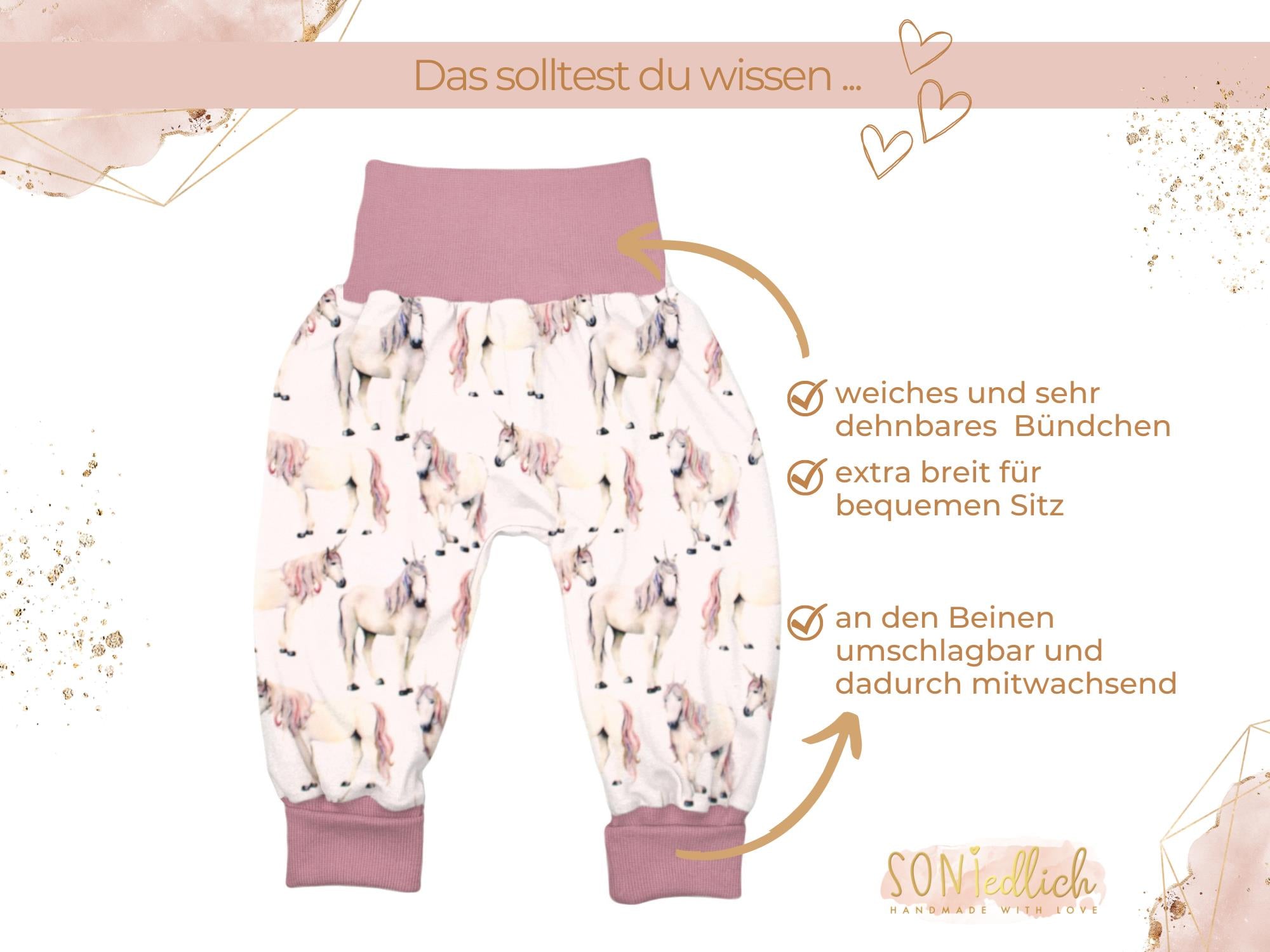 Lange Pumphose für Babys und Kinder „Einhorn“ Merkmale
