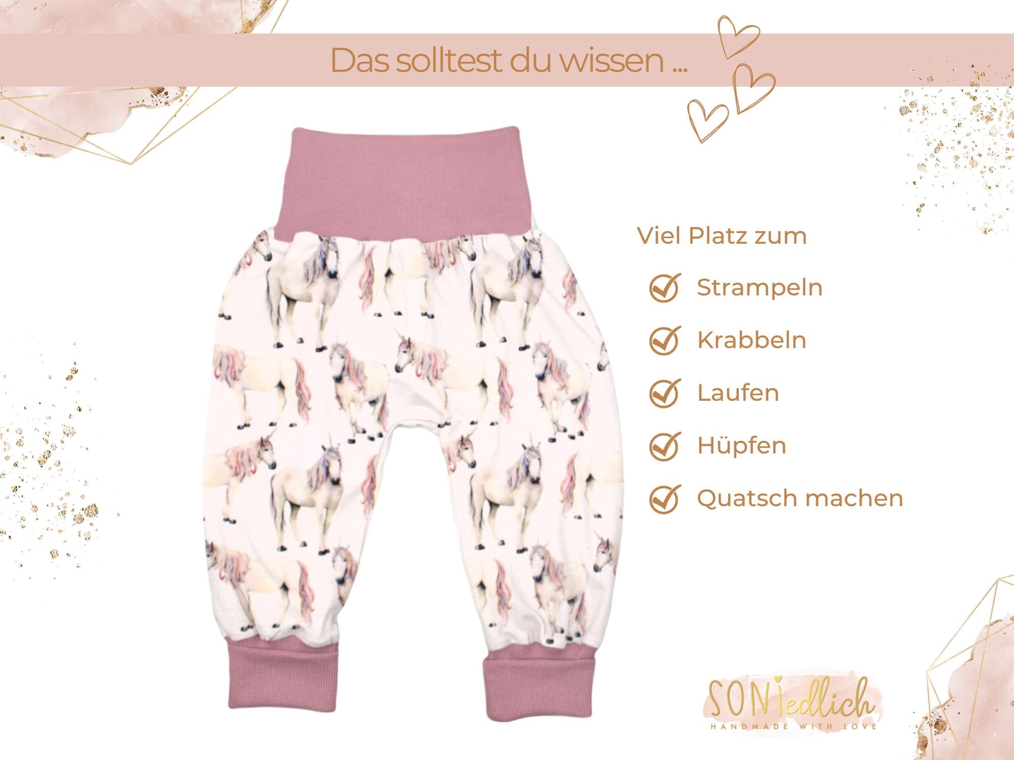 Lange Pumphose für Babys und Kinder „Einhorn“ Beschreibung 1