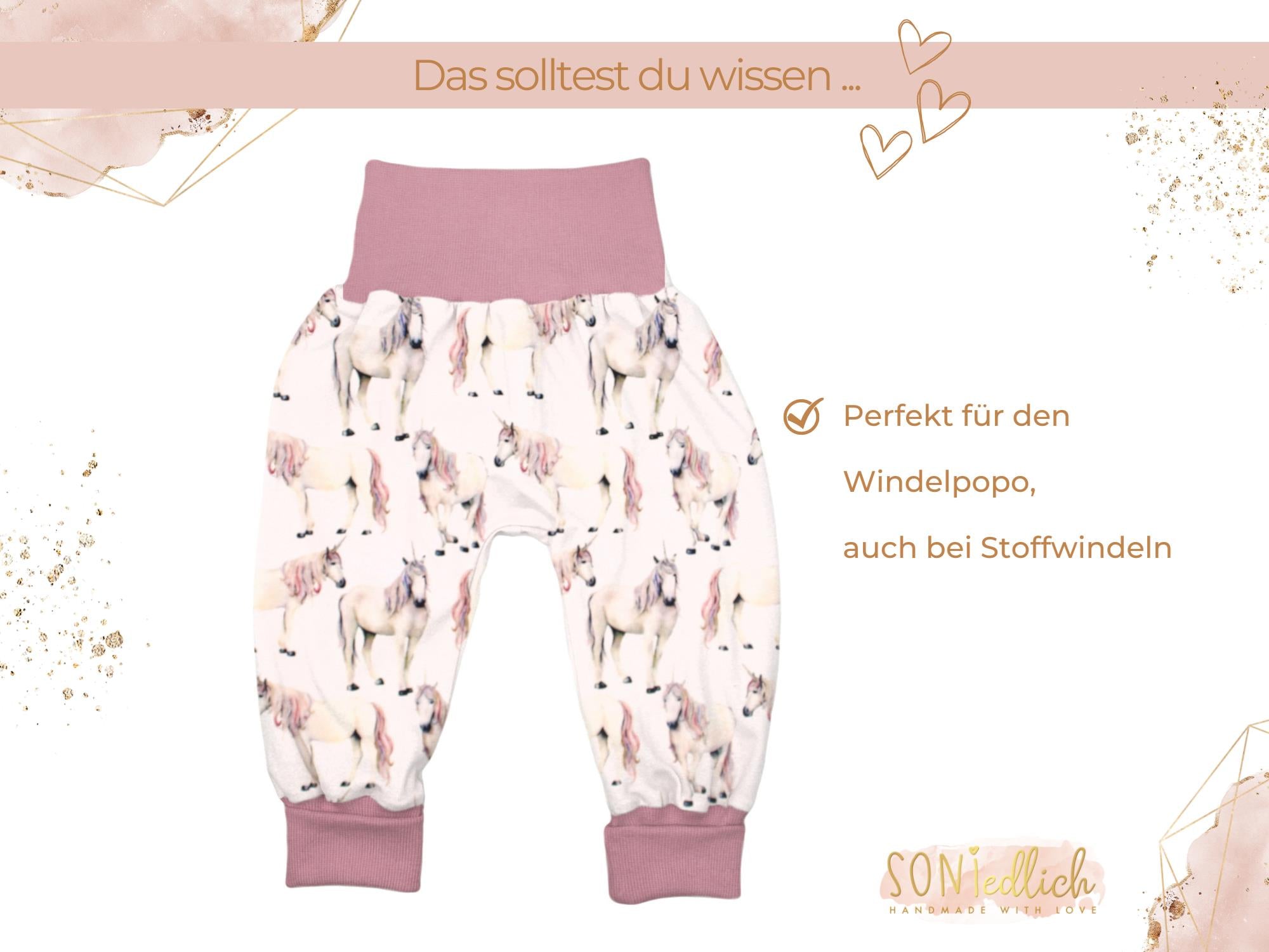 Lange Pumphose für Babys und Kinder „Einhorn“ Beschreibung 2