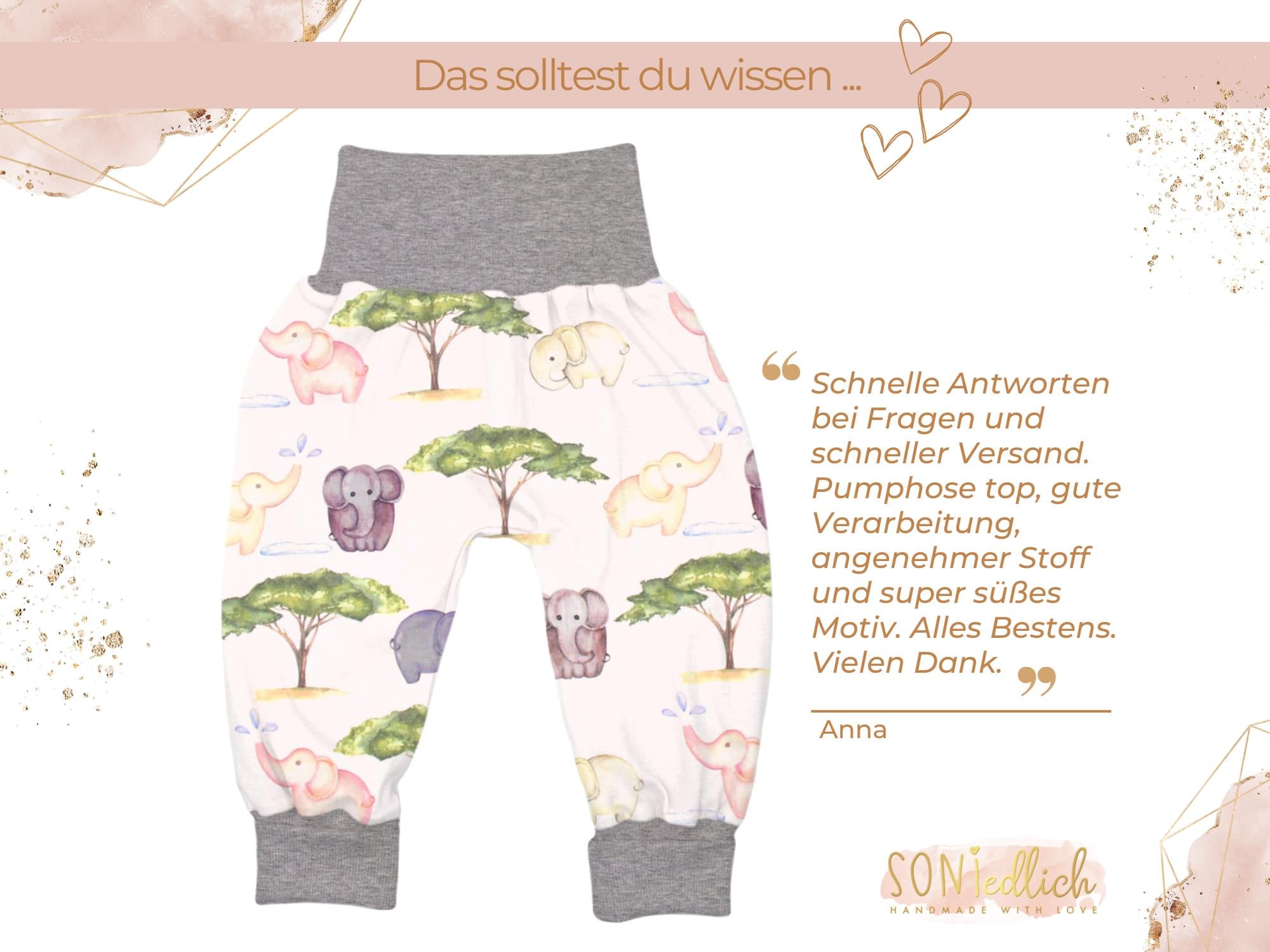 Lange Pumphose für Babys und Kinder „Elefanten“ Bewertung