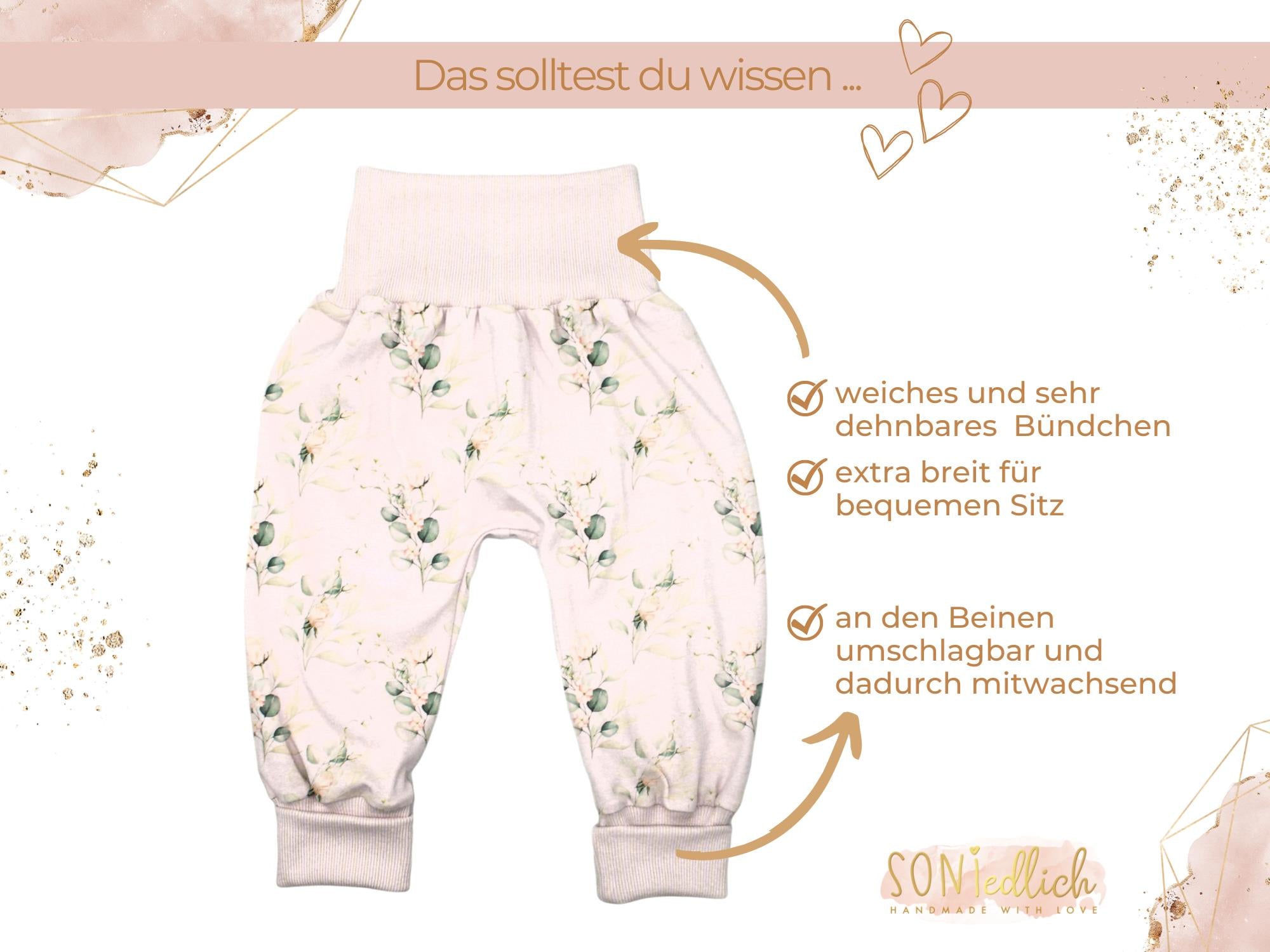 Lange Pumphose für Babys und Kinder „Eukalyptus“ Merkmale