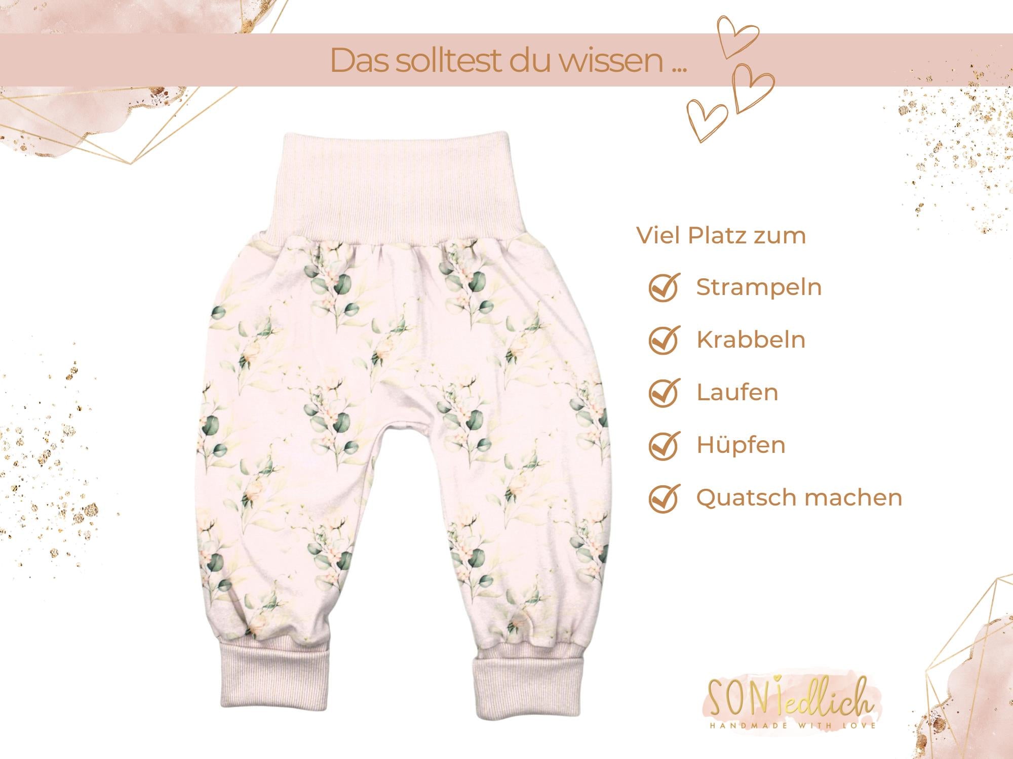 Lange Pumphose für Babys und Kinder „Eukalyptus“ Beschreibung 1