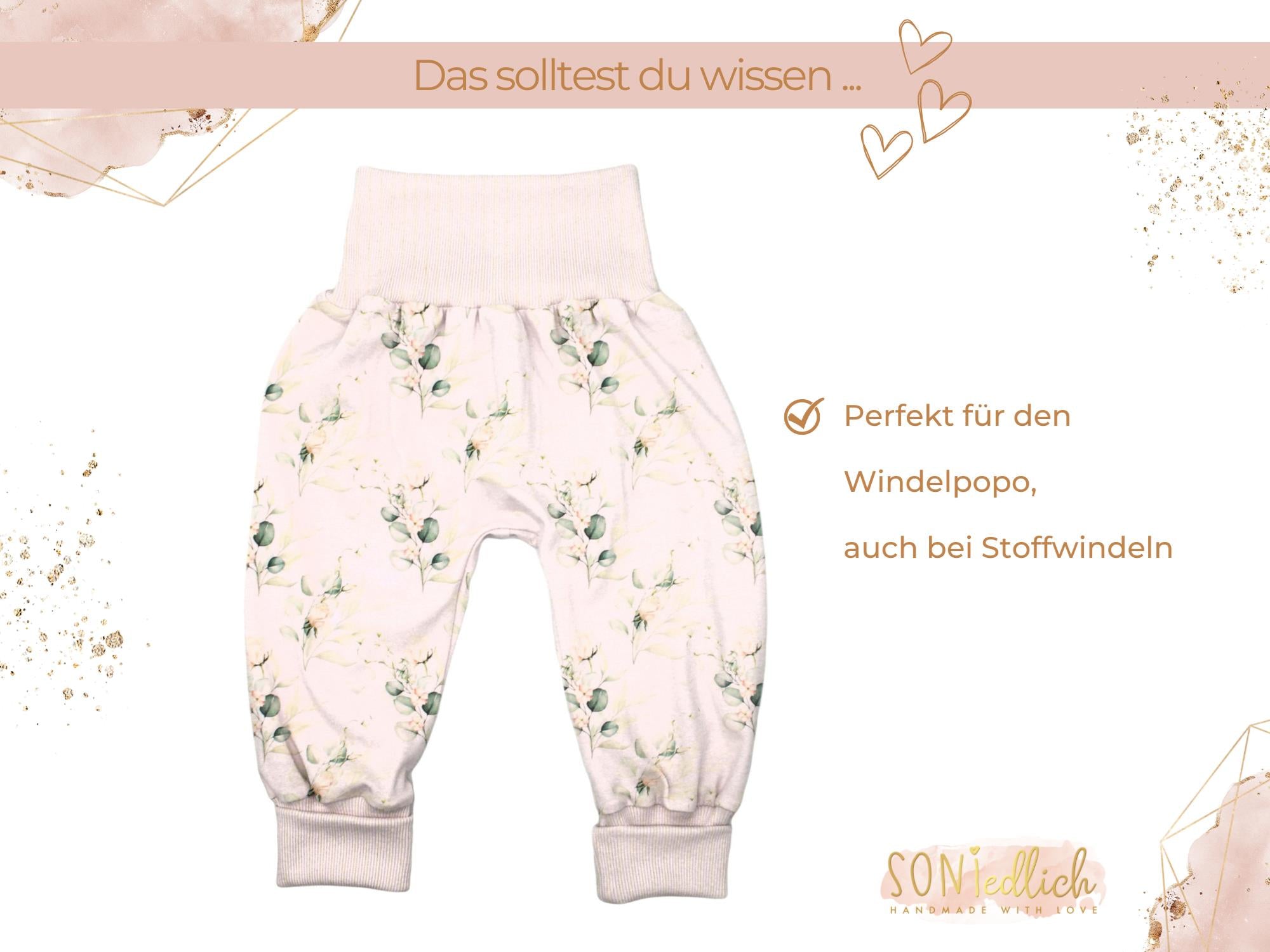 Lange Pumphose für Babys und Kinder „Eukalyptus“ Beschreibung 2