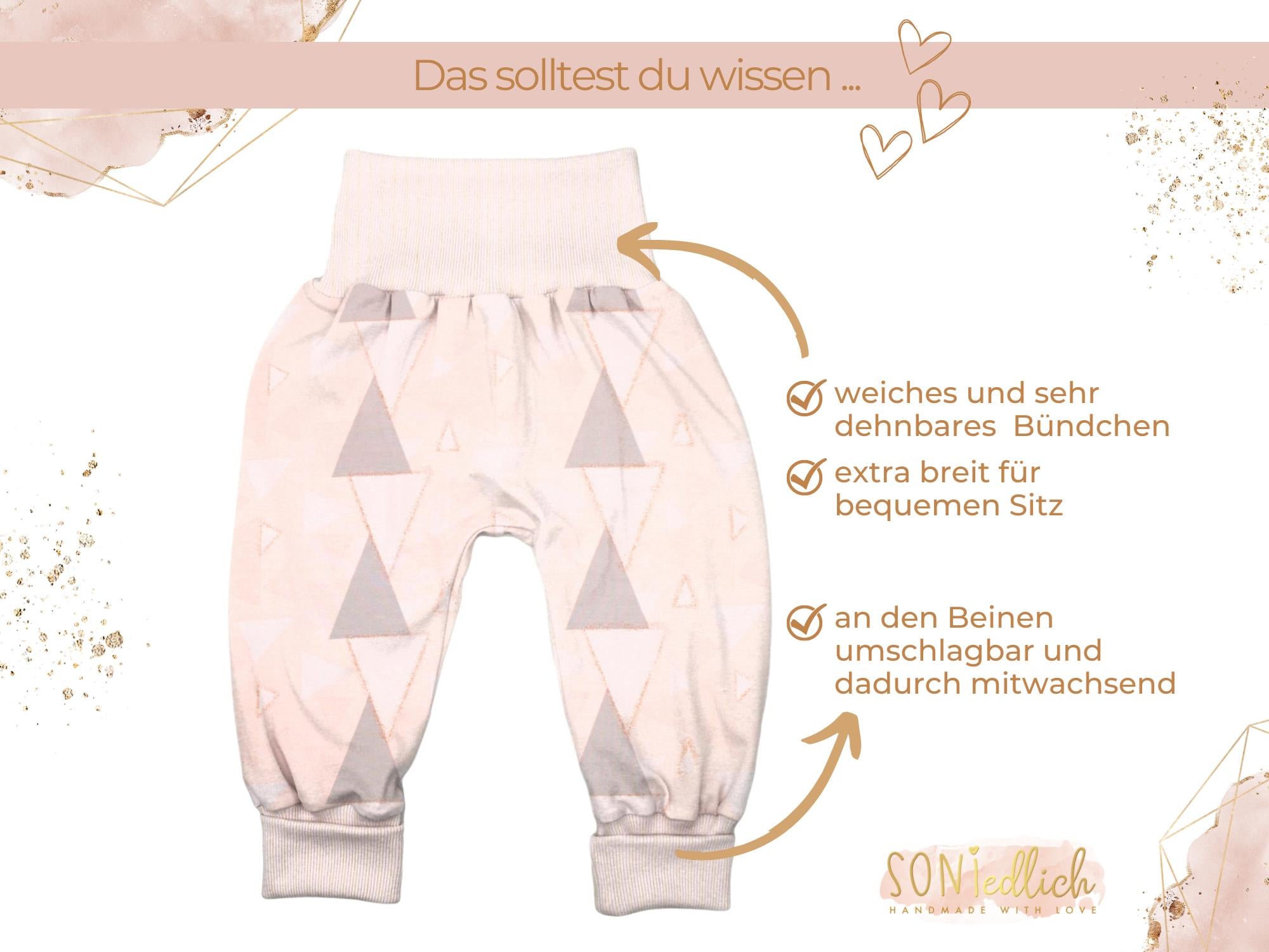 Lange Pumphose für Babys und Kinder „Glitzerdreieck“ Merkmale