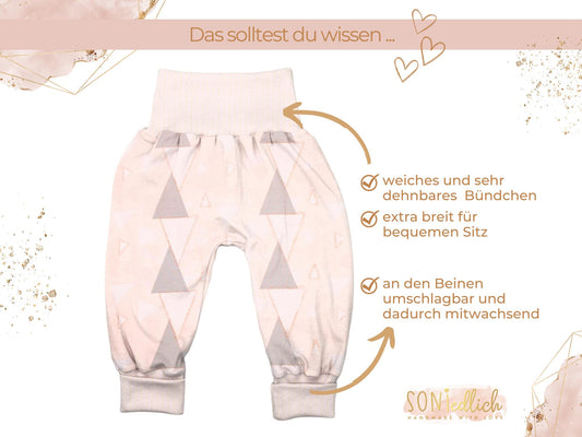 Lange Pumphose für Babys und Kinder „Glitzerdreieck“ Merkmale