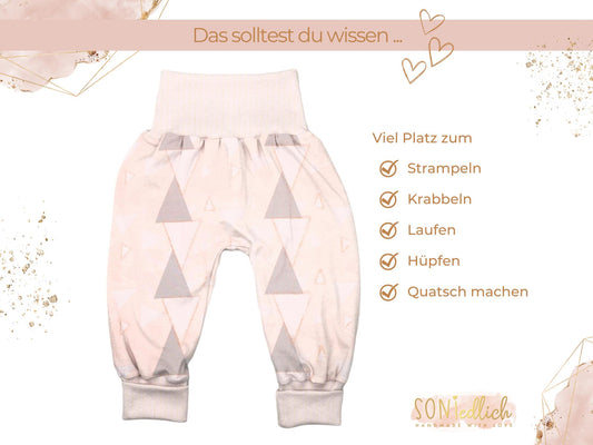 Lange Pumphose für Babys und Kinder „Glitzerdreieck“ Beschreibung 1