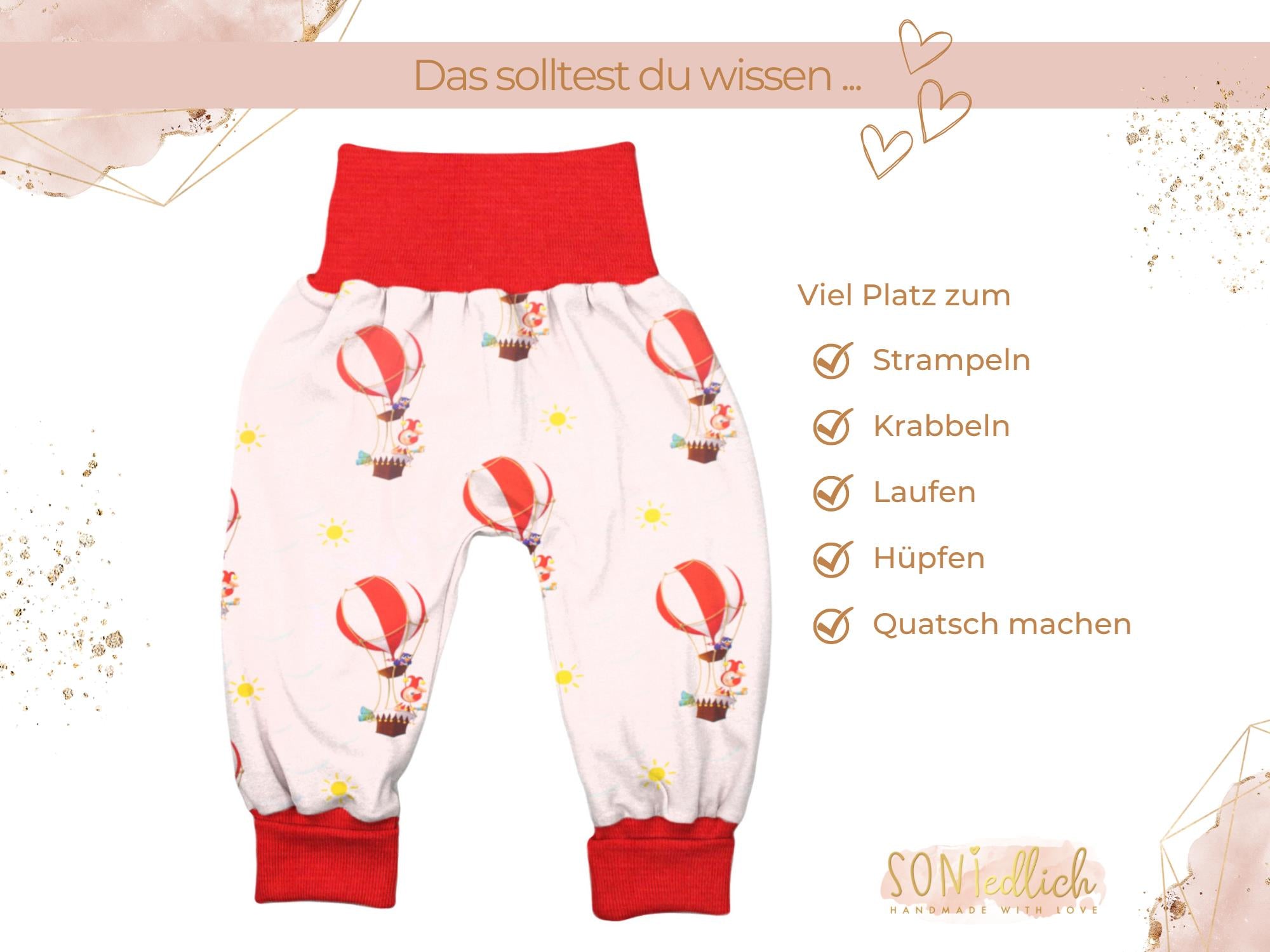 Lange Pumphose für Babys und Kinder „Heißluftballons“ Beschreibung 1