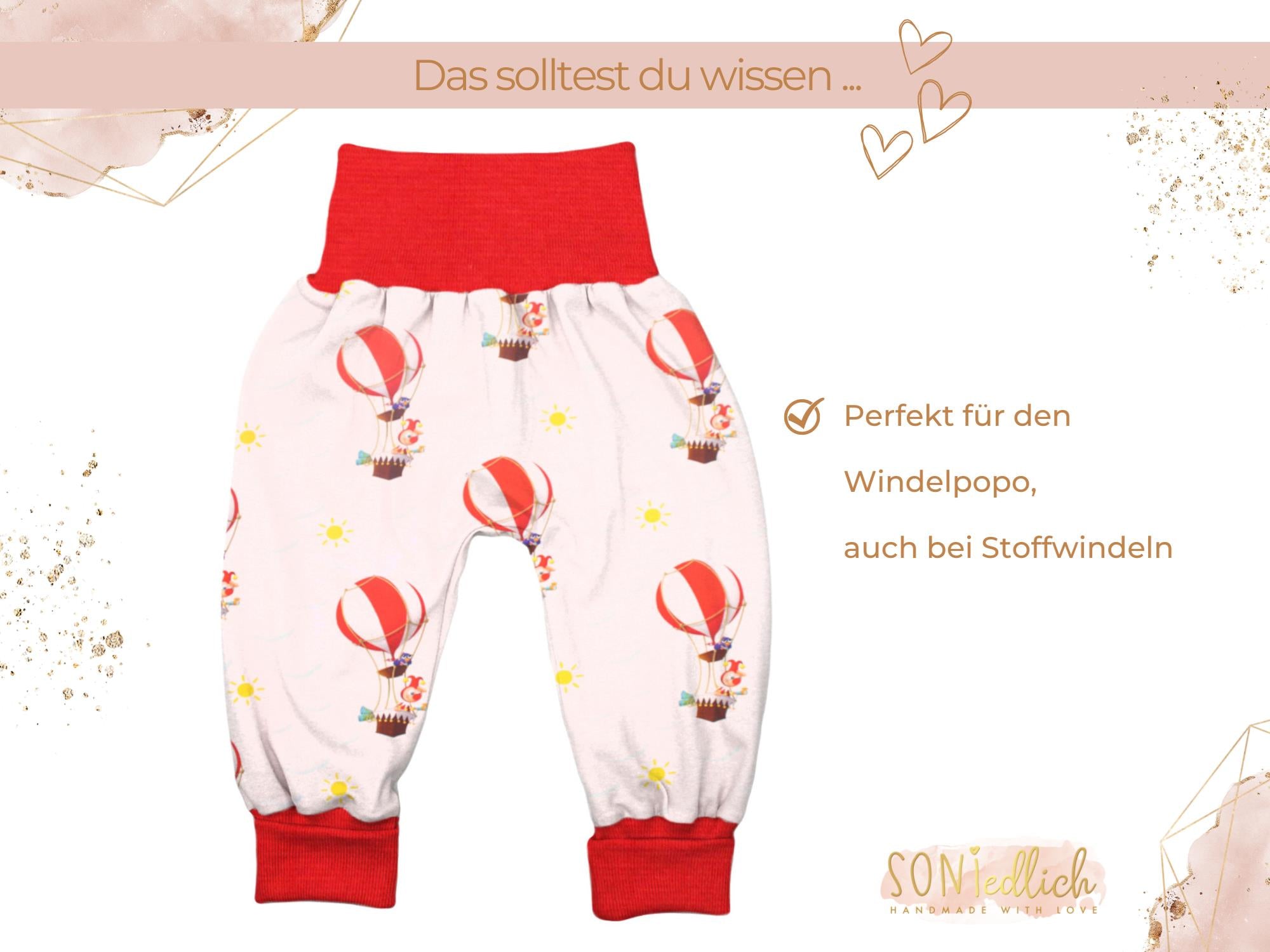Lange Pumphose für Babys und Kinder „Heißluftballons“ Beschreibung 2