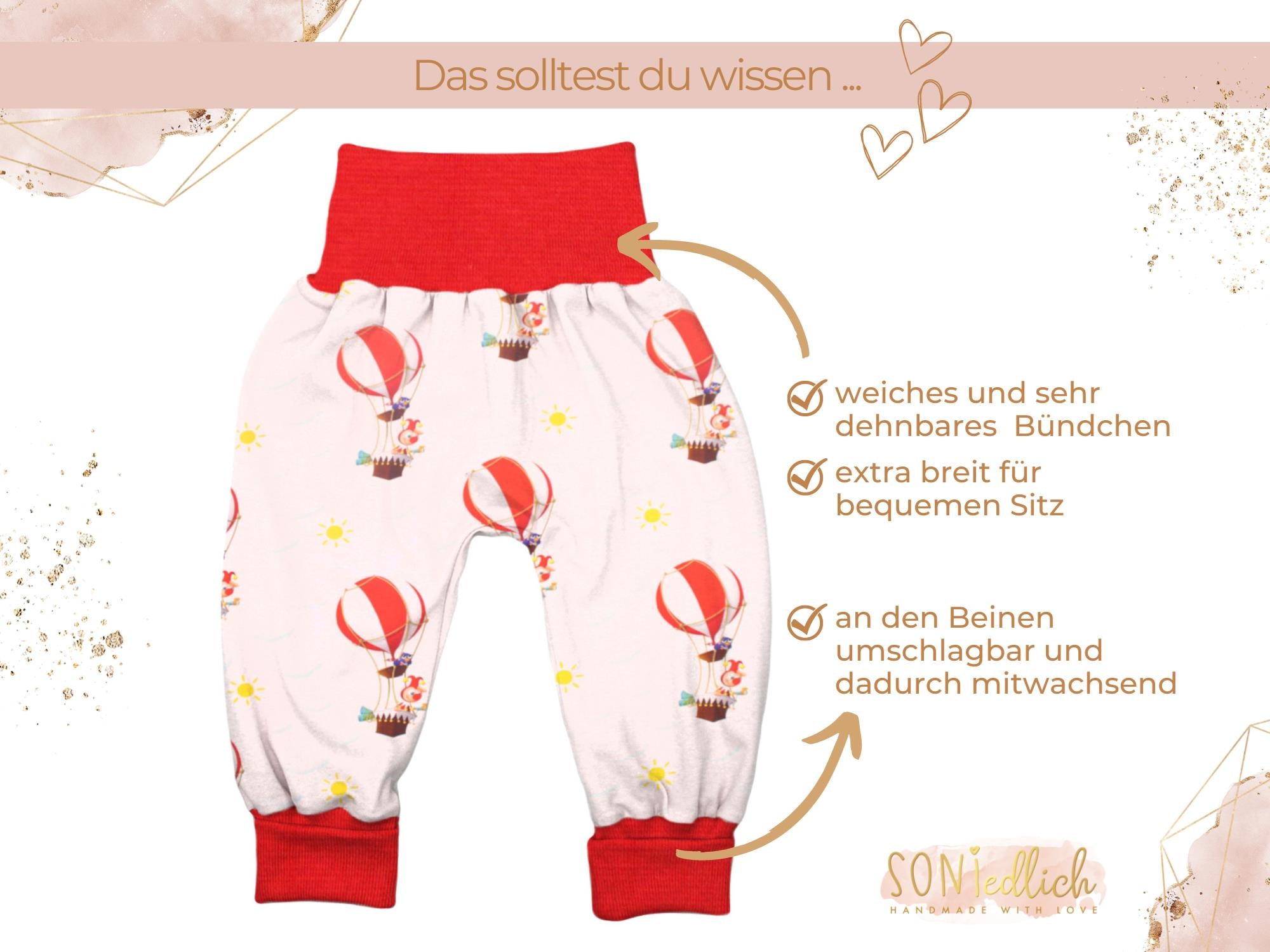 Lange Pumphose für Babys und Kinder „Heißluftballons“ Merkmale