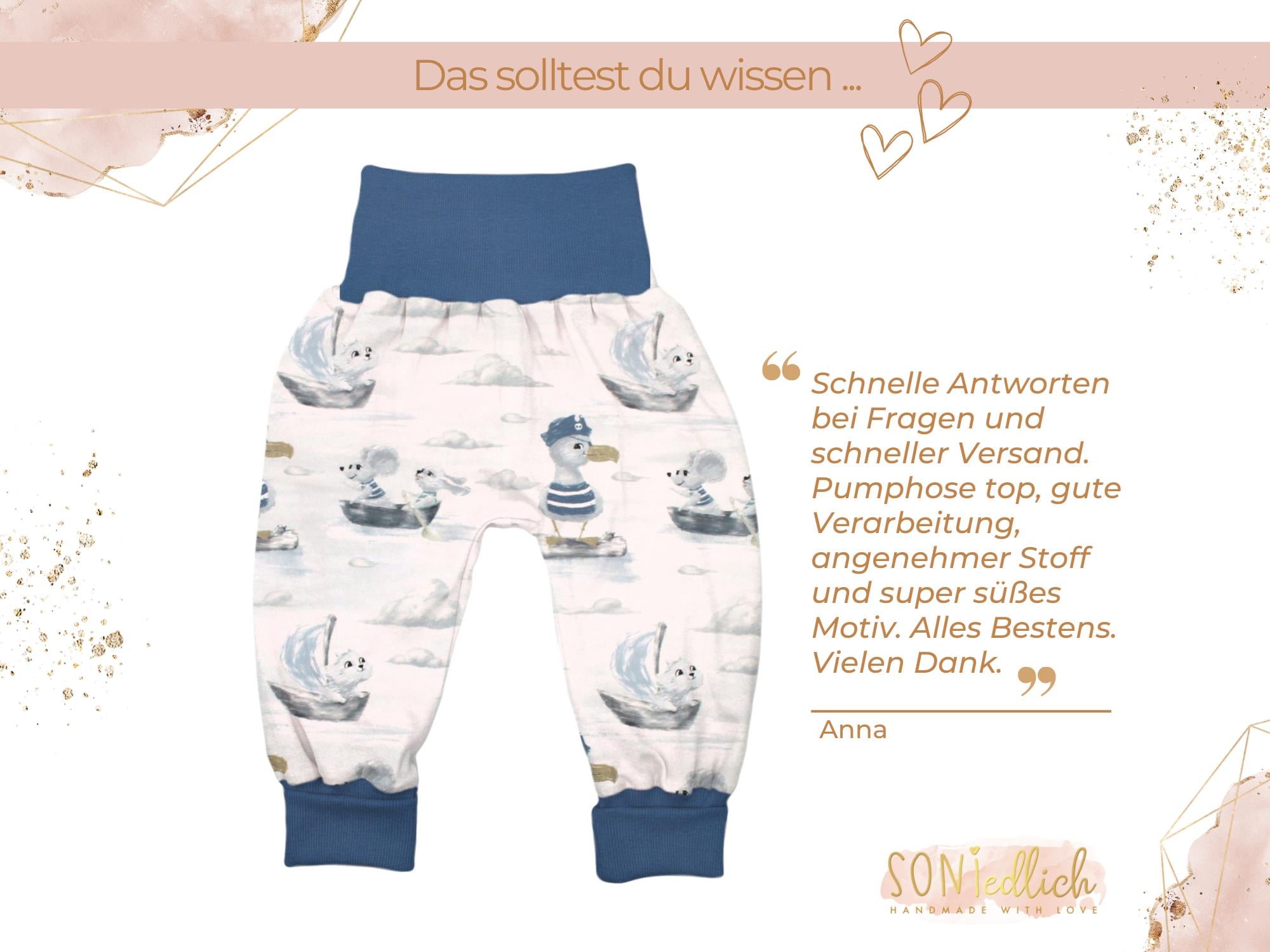 Lange Pumphose für Babys und Kinder „Kapitän Möwe“ Bewertung