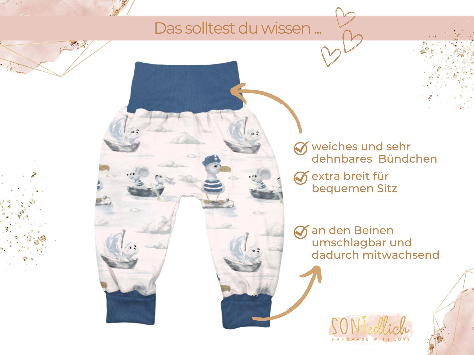 Lange Pumphose für Babys und Kinder „Kapitän Möwe“ Merkmale