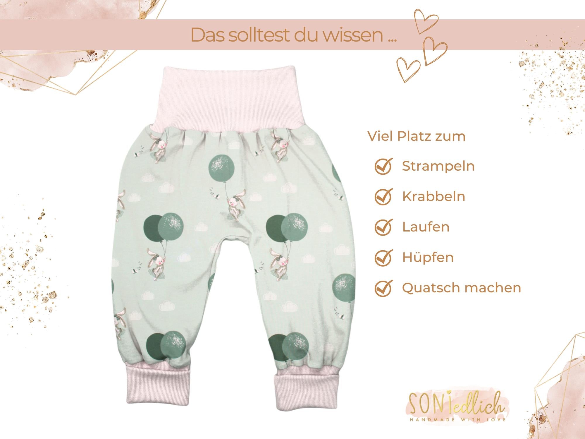 Lange Pumphose für Babys und Kinder „Luftballonhase“ Beschreibung 1