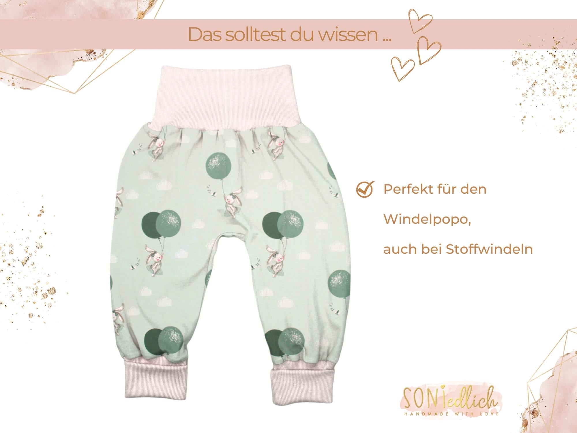 Lange Pumphose für Babys und Kinder „Luftballonhase“ Beschreibung 2