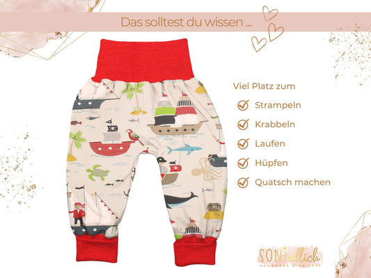 Lange Pumphose für Babys und Kinder „Piraten beige“ Beschreibung 1