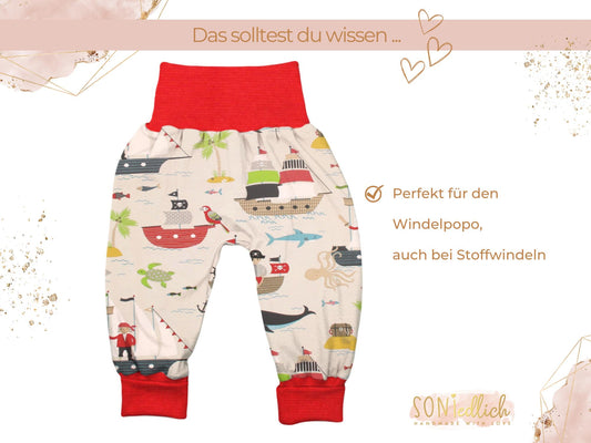 Lange Pumphose für Babys und Kinder „Piraten beige“ Beschreibung 2