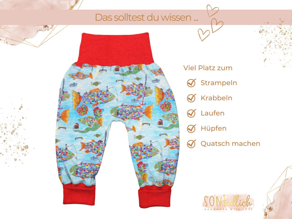 Lange Pumphose für Babys und Kinder „Regenbogenfisch“ Beschreibung 1