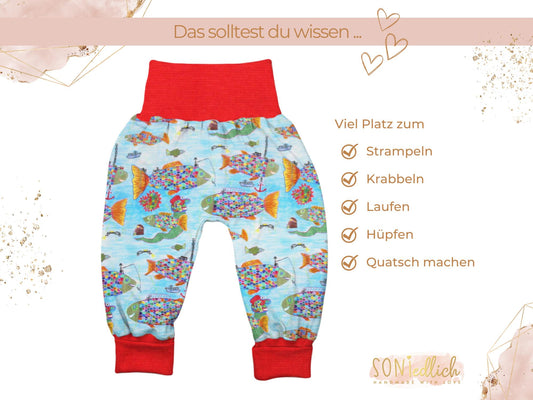 Lange Pumphose für Babys und Kinder „Regenbogenfisch“ Beschreibung 1
