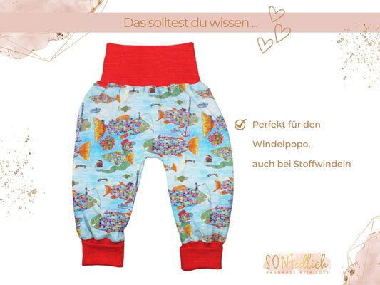 Lange Pumphose für Babys und Kinder „Regenbogenfisch“ Beschreibung 2