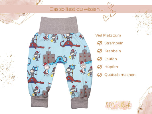 Lange Pumphose für Babys und Kinder „Ritterburg“ Beschreibung 1