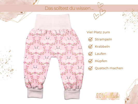 Lange Pumphose für Babys und Kinder „Schwäne“ Beschreibung 1