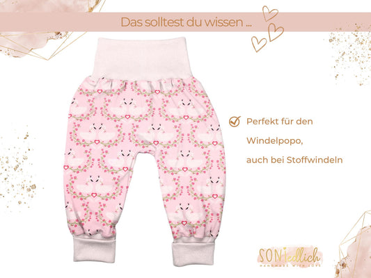 Lange Pumphose für Babys und Kinder „Schwäne“ Beschreibung 2