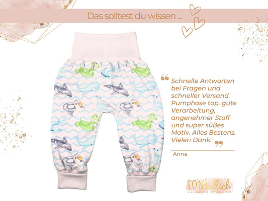Lange Pumphose für Babys und Kinder „Schwimmreifentiere“ Bewertung