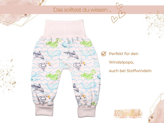 Lange Pumphose für Babys und Kinder „Schwimmreifentiere“ Beschreibung 2