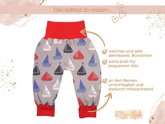 Lange Pumphose für Babys und Kinder „Segelboot“ Merkmale