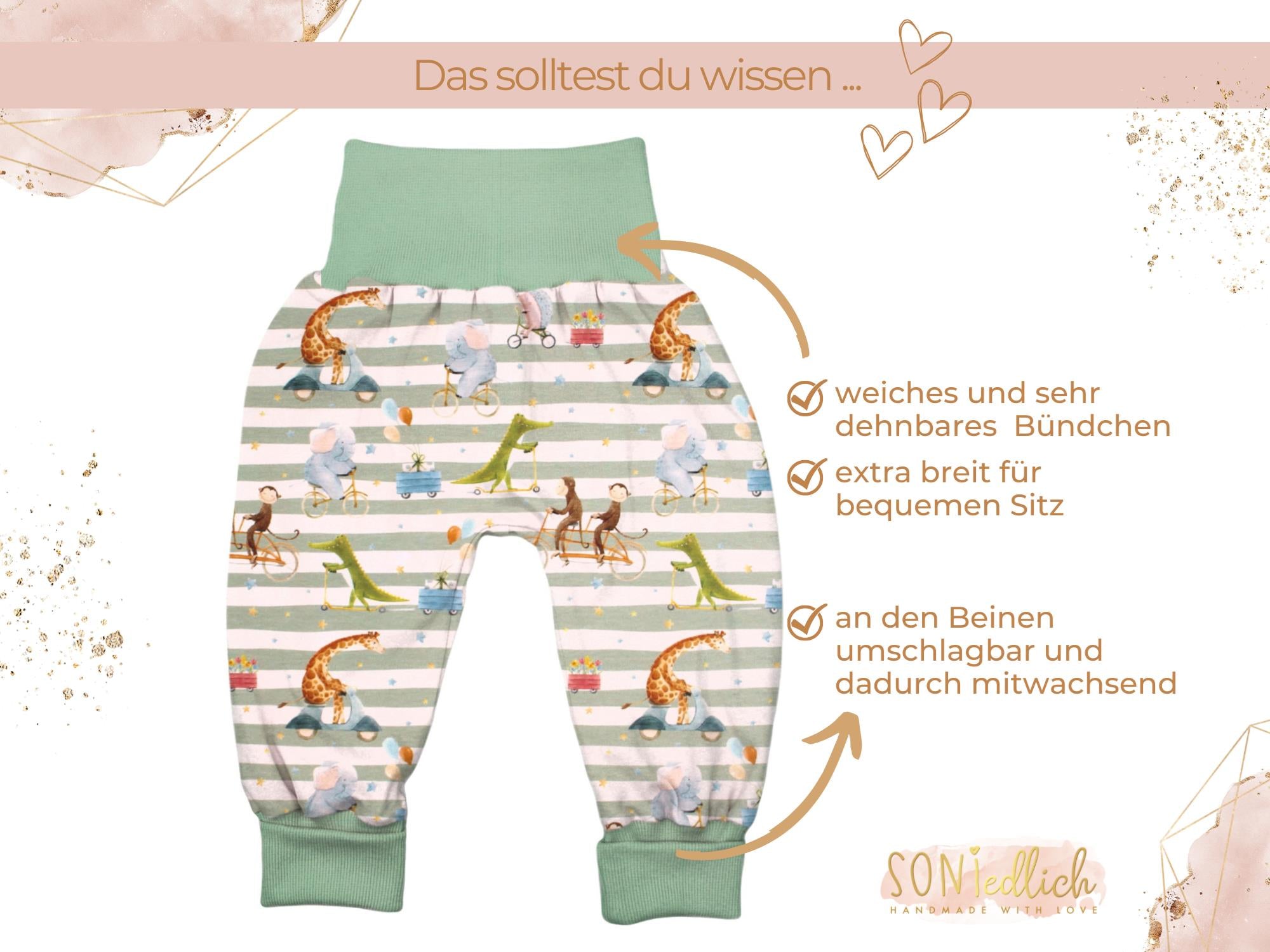 Lange Pumphose für Babys und Kinder „Tierausflug“ Merkmale
